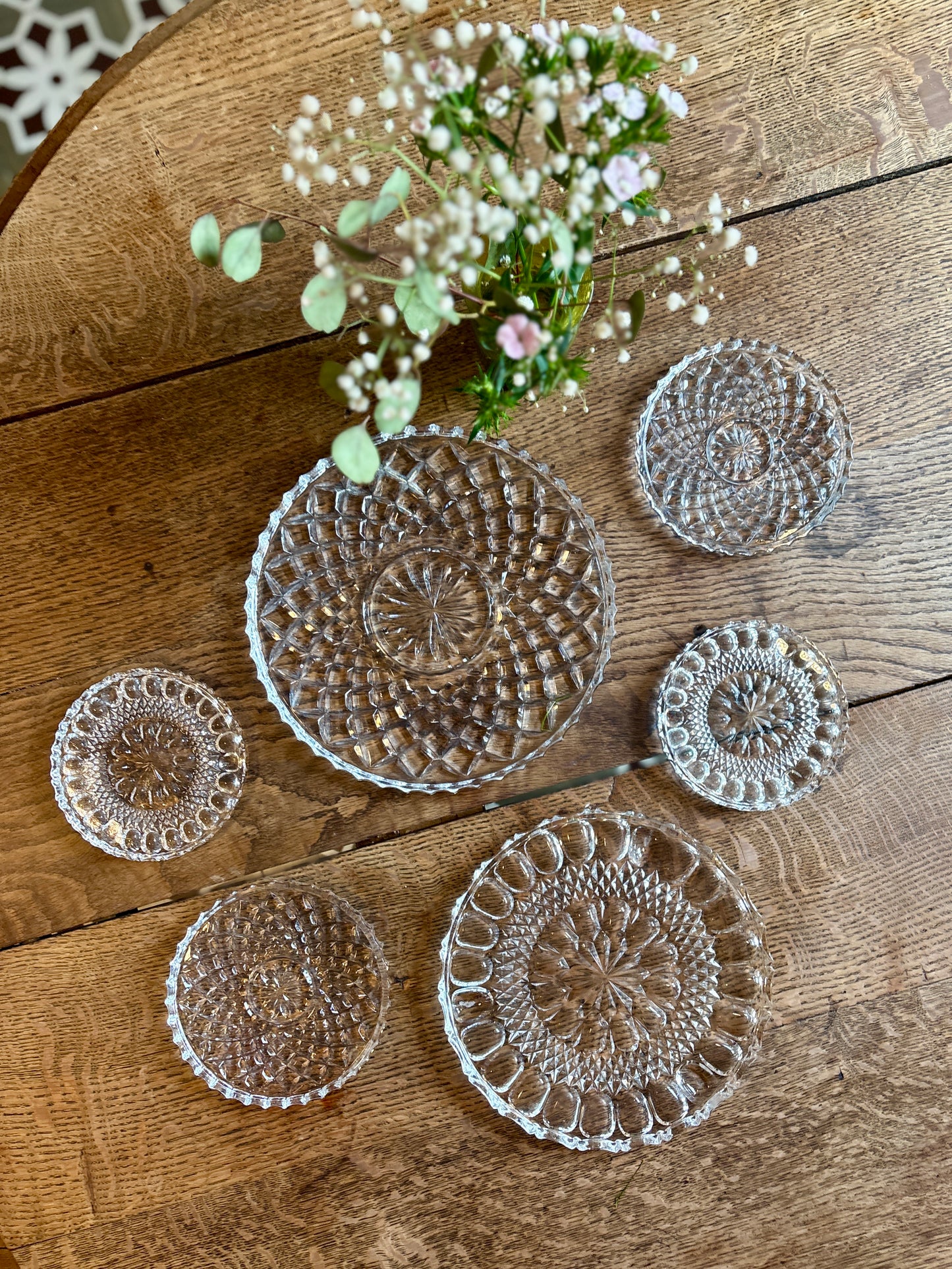 Lot de 6 dessous de plats, dessous de verres ou assiettes à présentation en verre