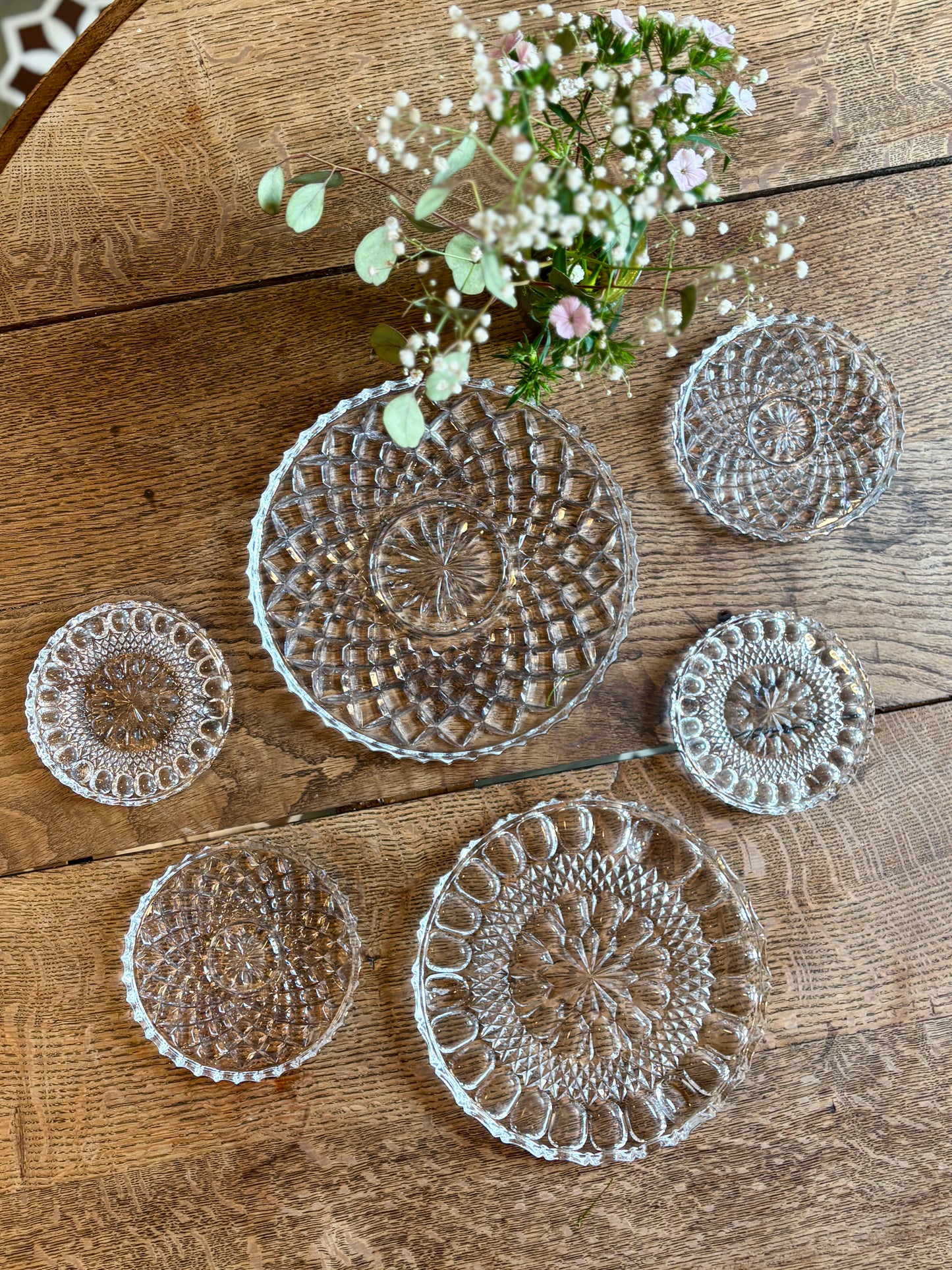 Lot de 6 dessous de plats, dessous de verres ou assiettes à présentation en verre