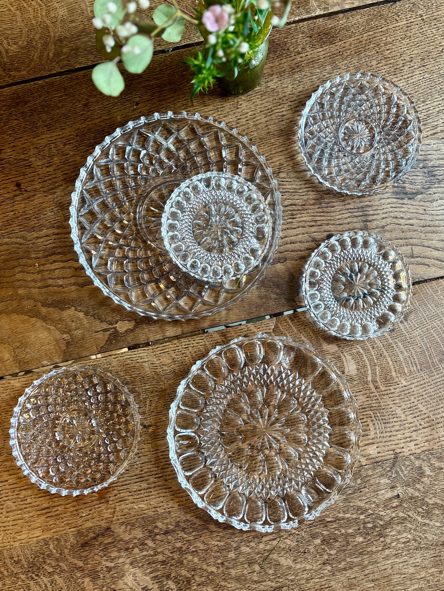 Lot de 6 dessous de plats, dessous de verres ou assiettes à présentation en verre