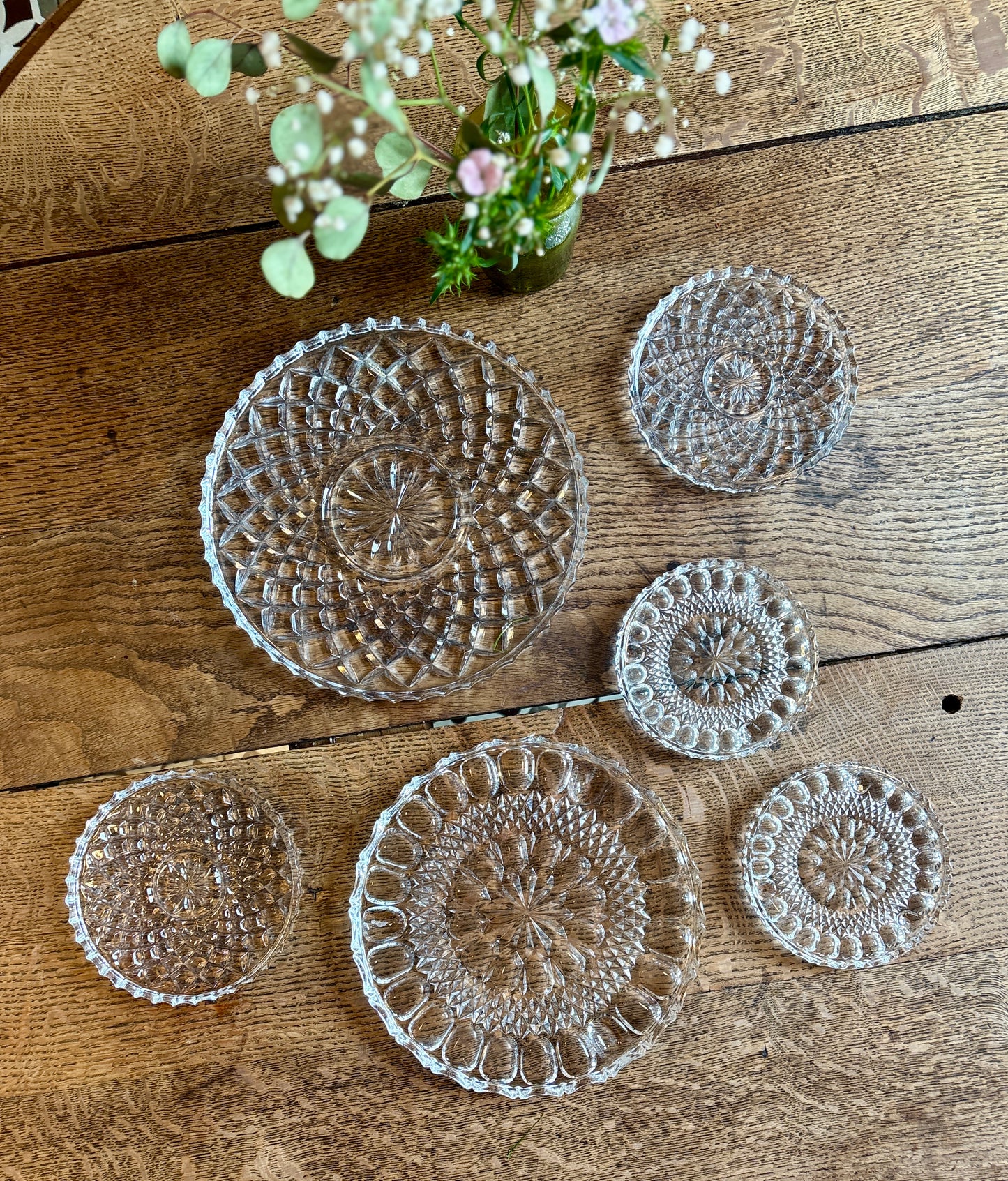 Lot de 6 dessous de plats, dessous de verres ou assiettes à présentation en verre