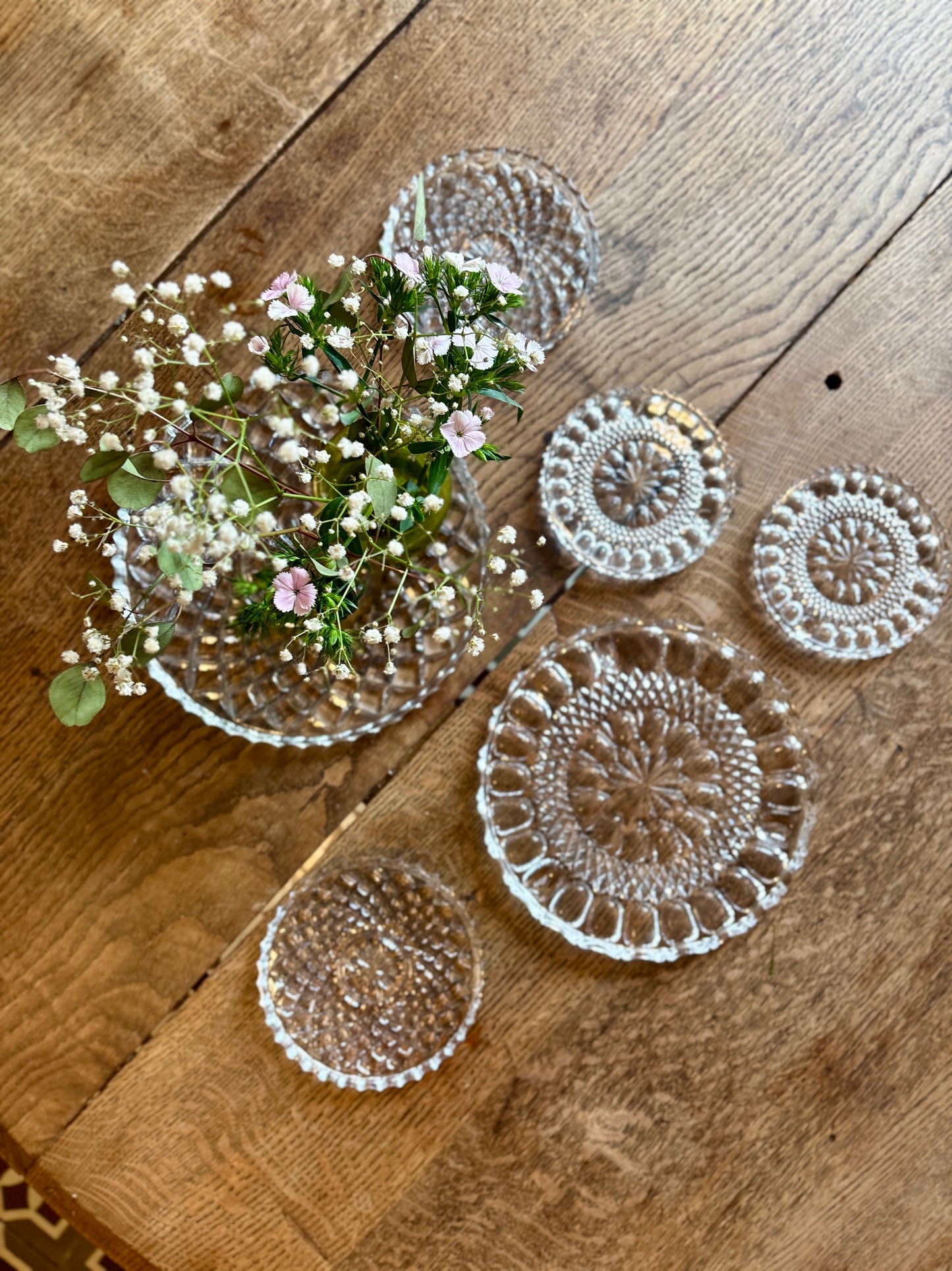 Lot de 6 dessous de plats, dessous de verres ou assiettes à présentation en verre