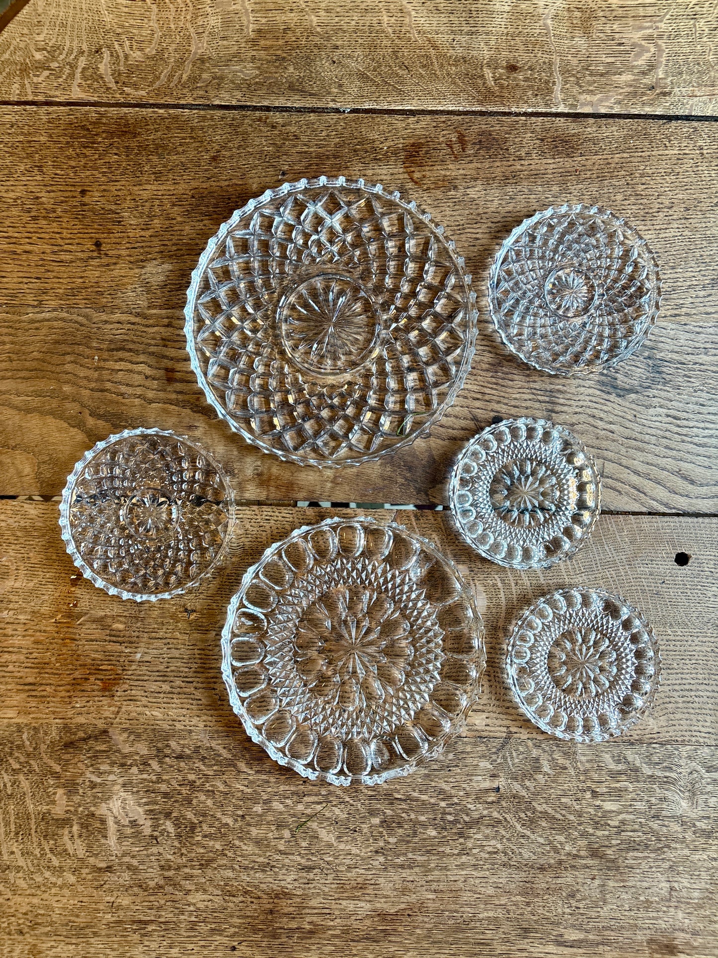 Lot de 6 dessous de plats, dessous de verres ou assiettes à présentation en verre