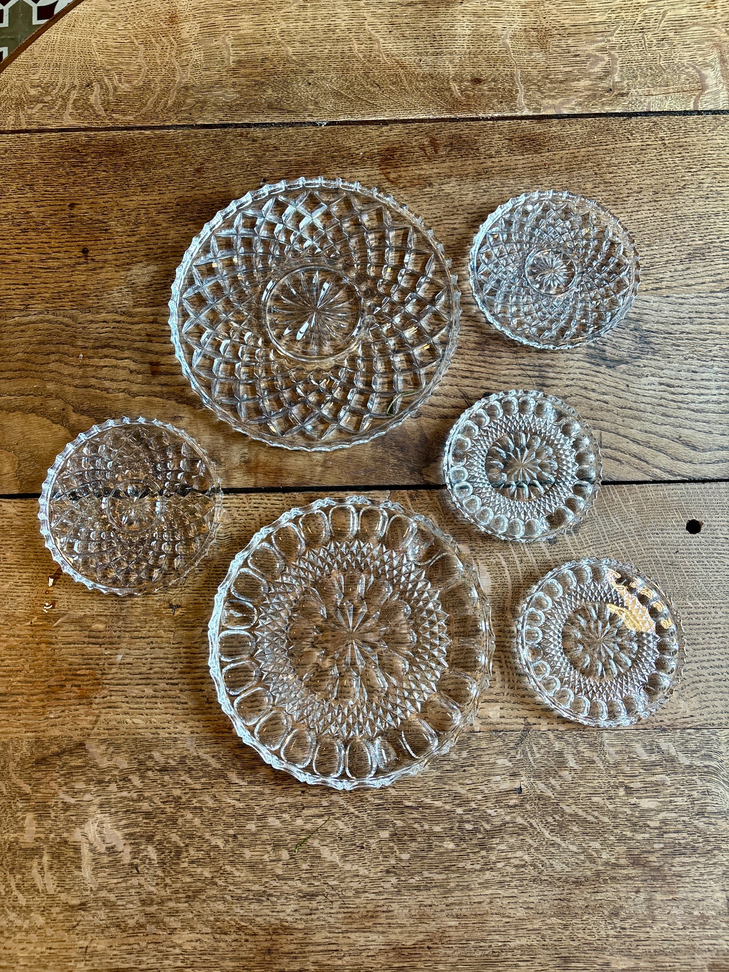 Lot de 6 dessous de plats, dessous de verres ou assiettes à présentation en verre