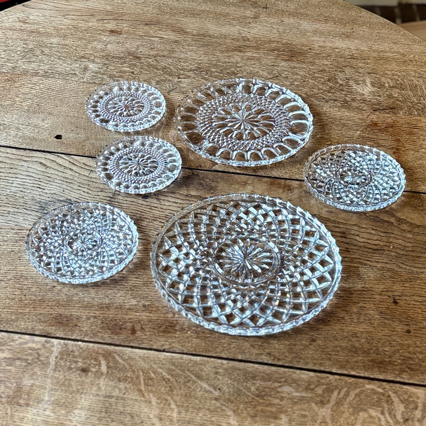 Lot de 6 dessous de plats, dessous de verres ou assiettes à présentation en verre