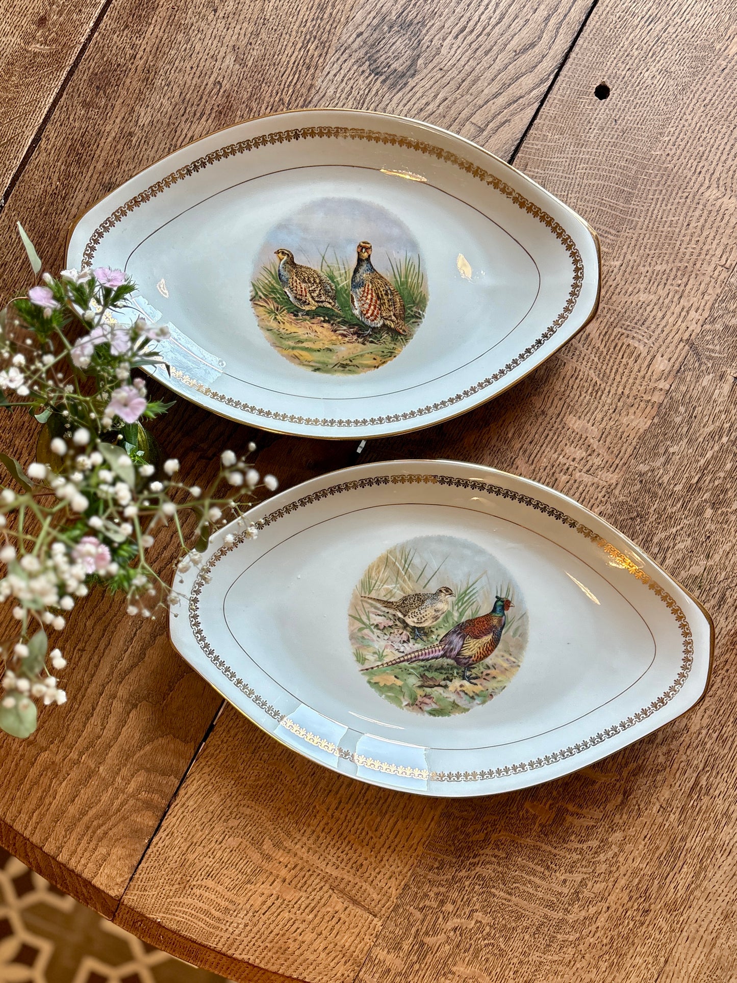 Lot de 2 raviers vintage en porcelaine - Gibier