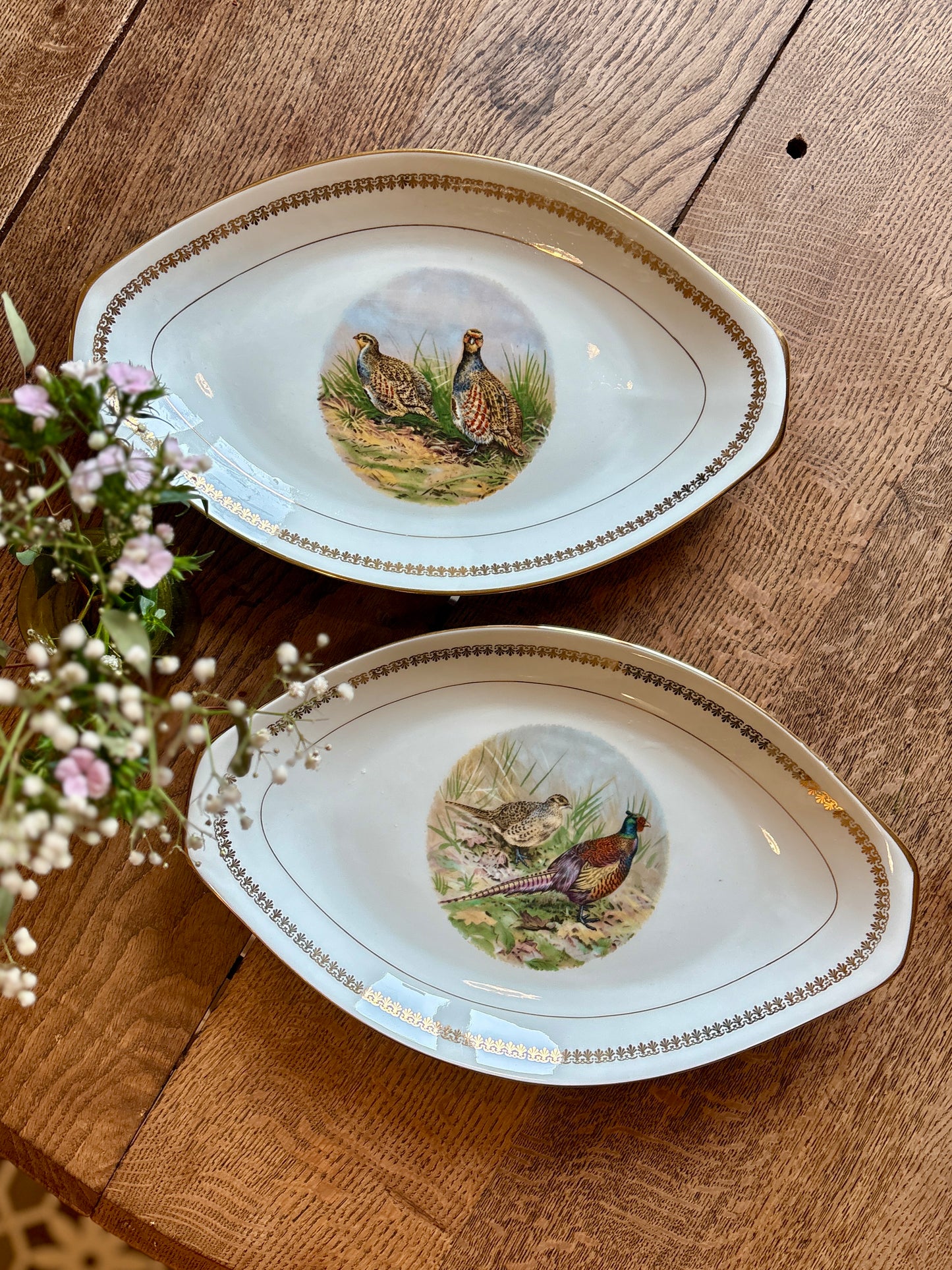 Lot de 2 raviers vintage en porcelaine - Gibier