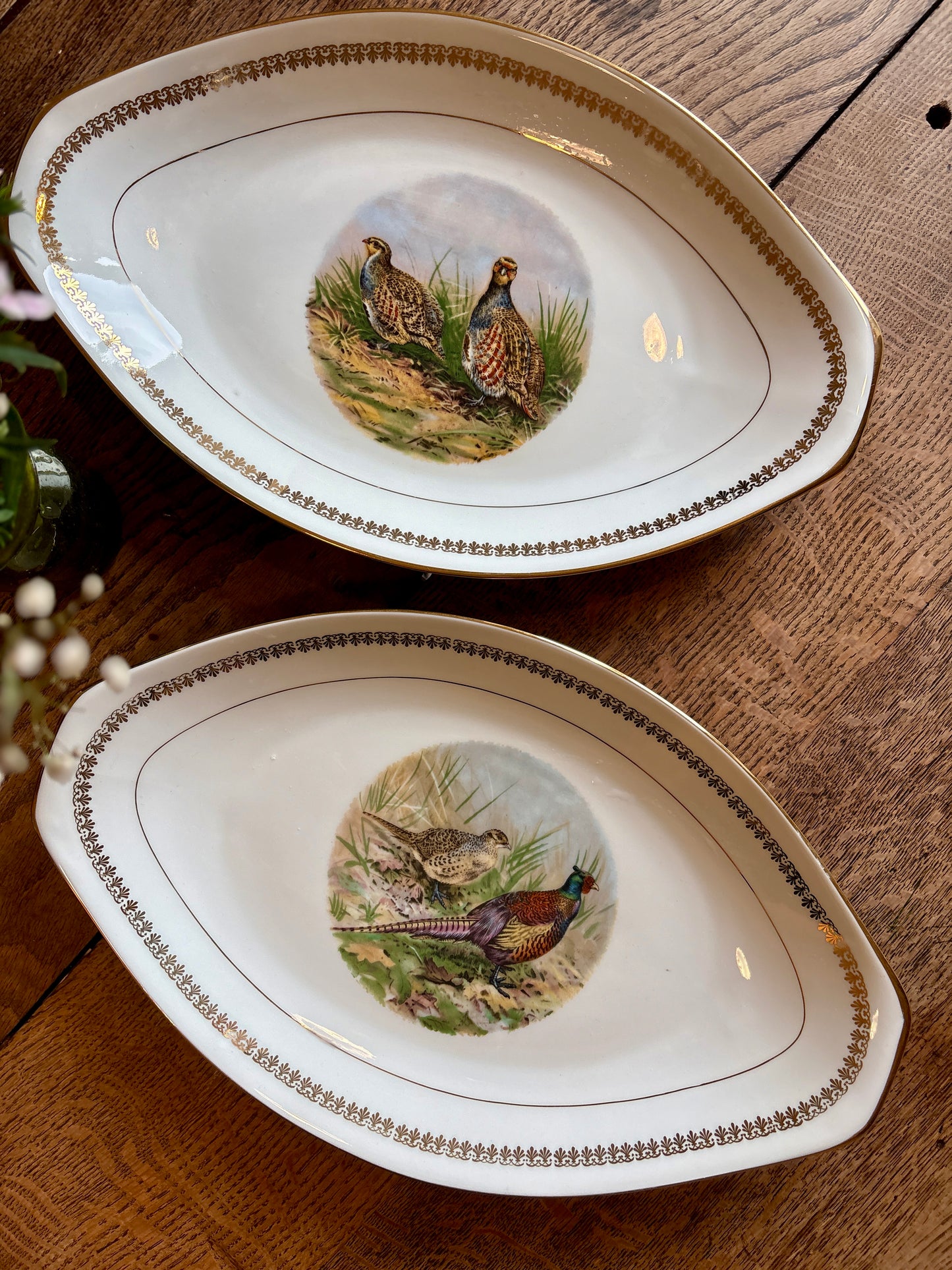 Lot de 2 raviers vintage en porcelaine - Gibier