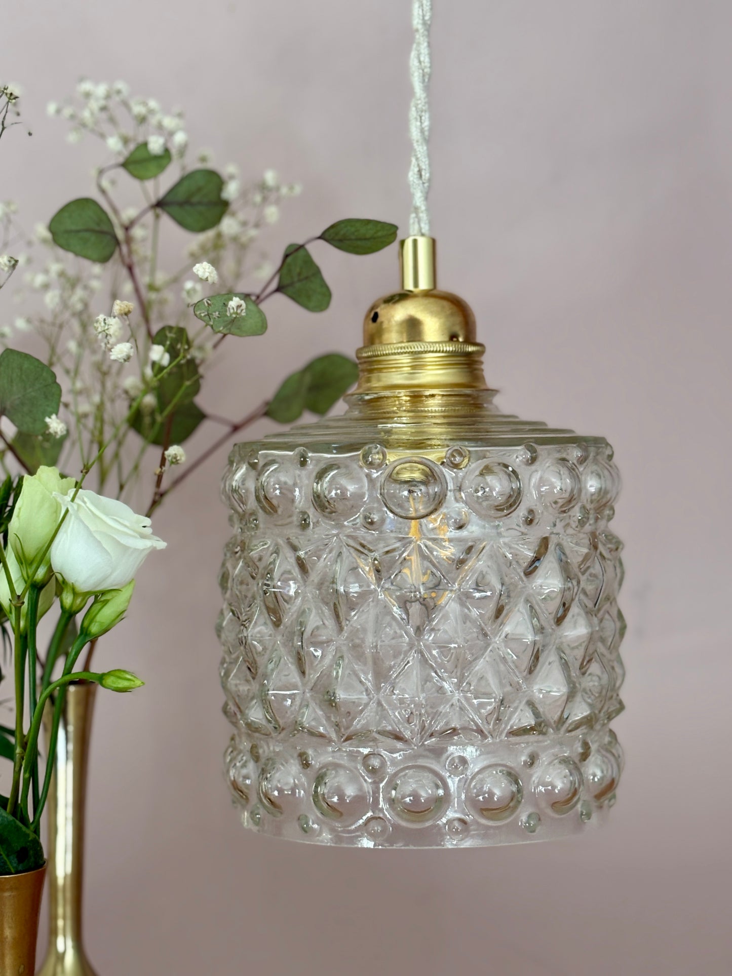 Suspension globe vintage en verre (GEO1)