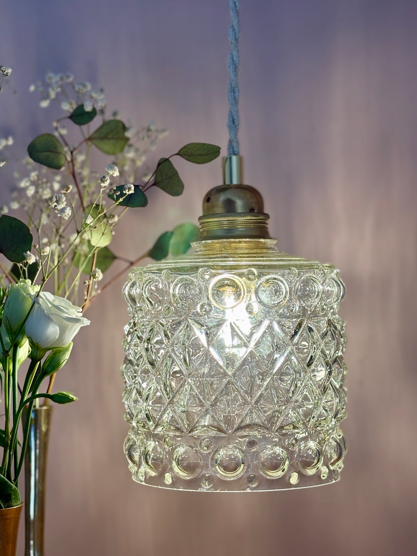 Suspension globe vintage en verre (GEO1)