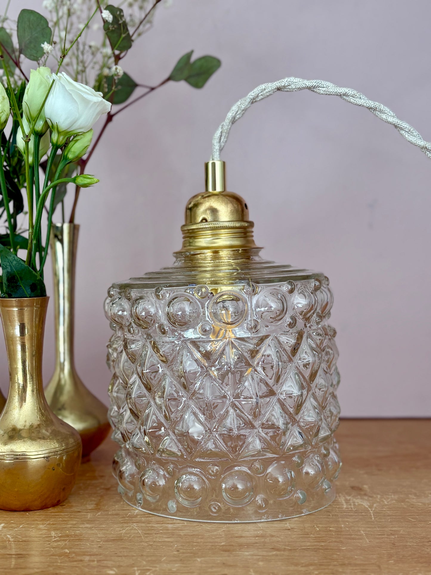 Suspension globe vintage en verre (GEO1)