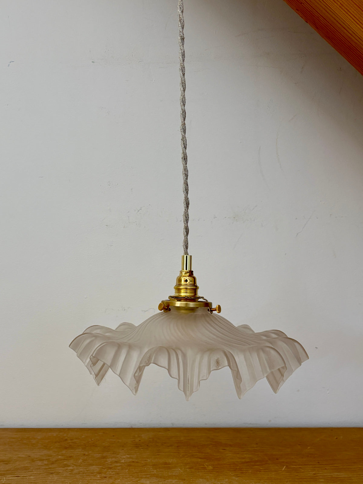 Suspension abat-jour vintage en verre dépoli