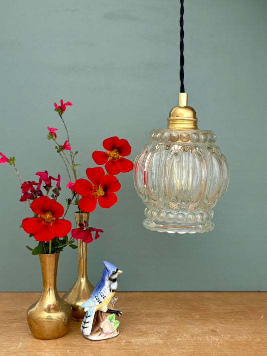 Suspension globe vintage en verre (FALB10)