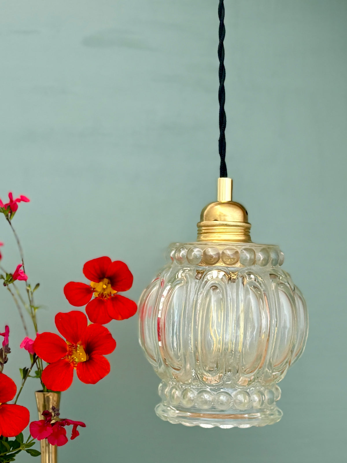 Suspension globe vintage en verre (FALB10)