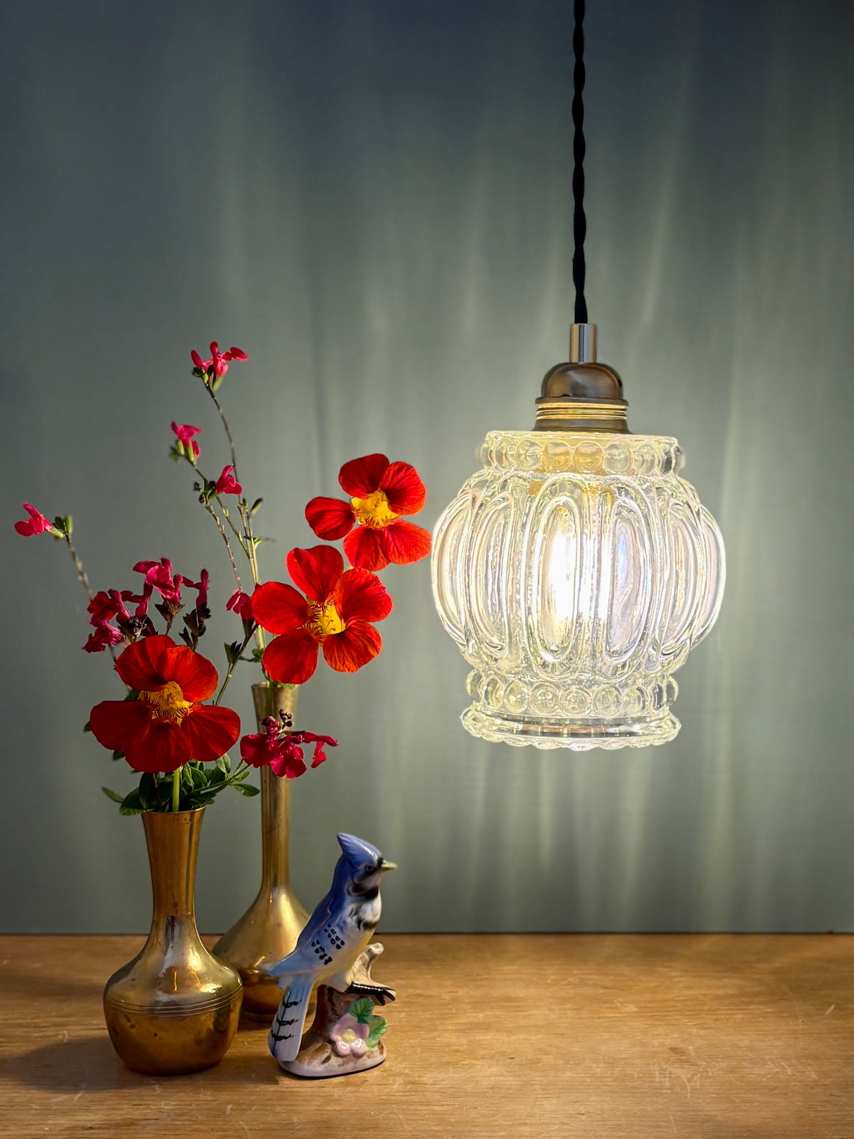 Suspension globe vintage en verre (FALB10)