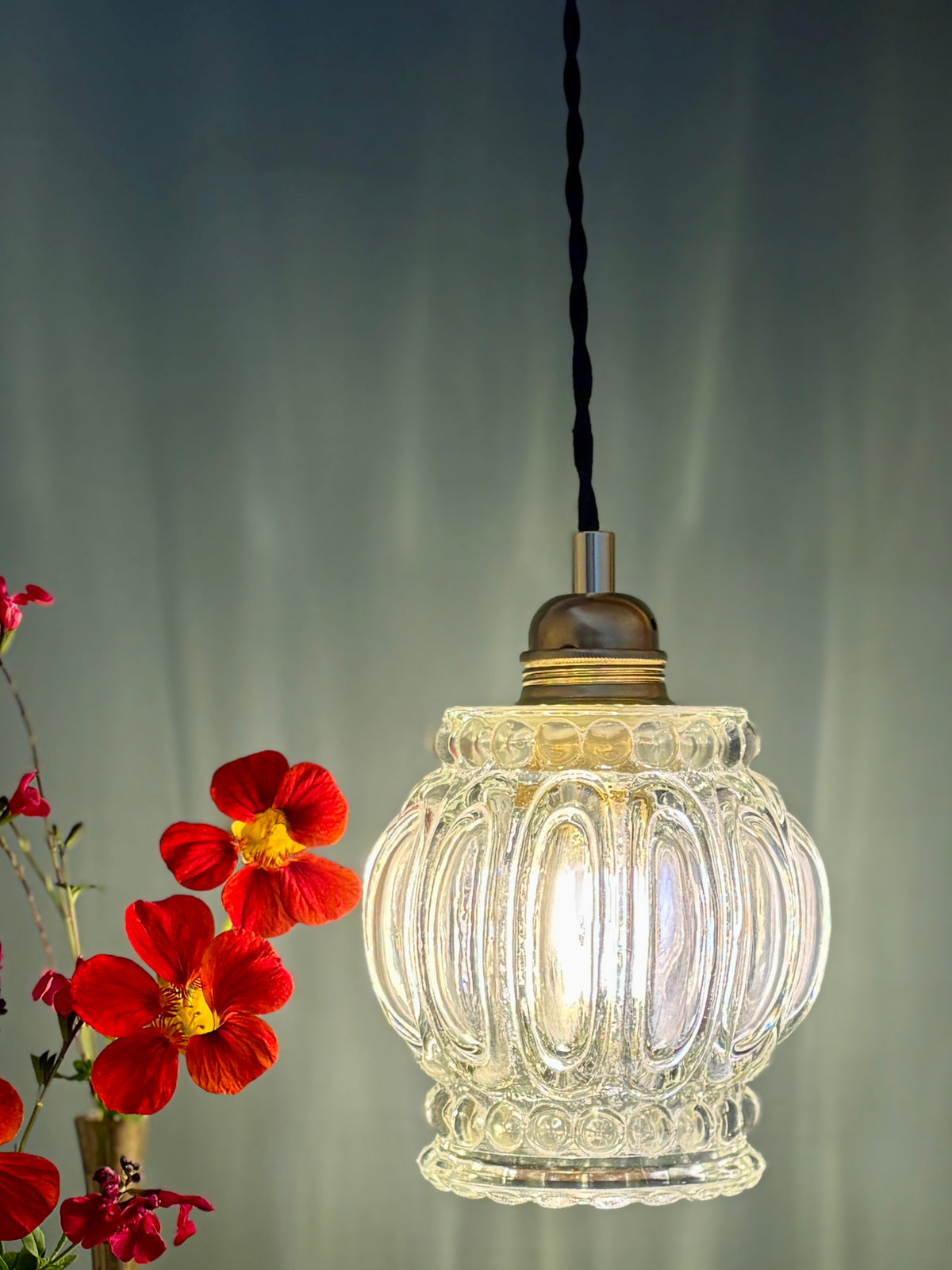 Suspension globe vintage en verre (FALB10)