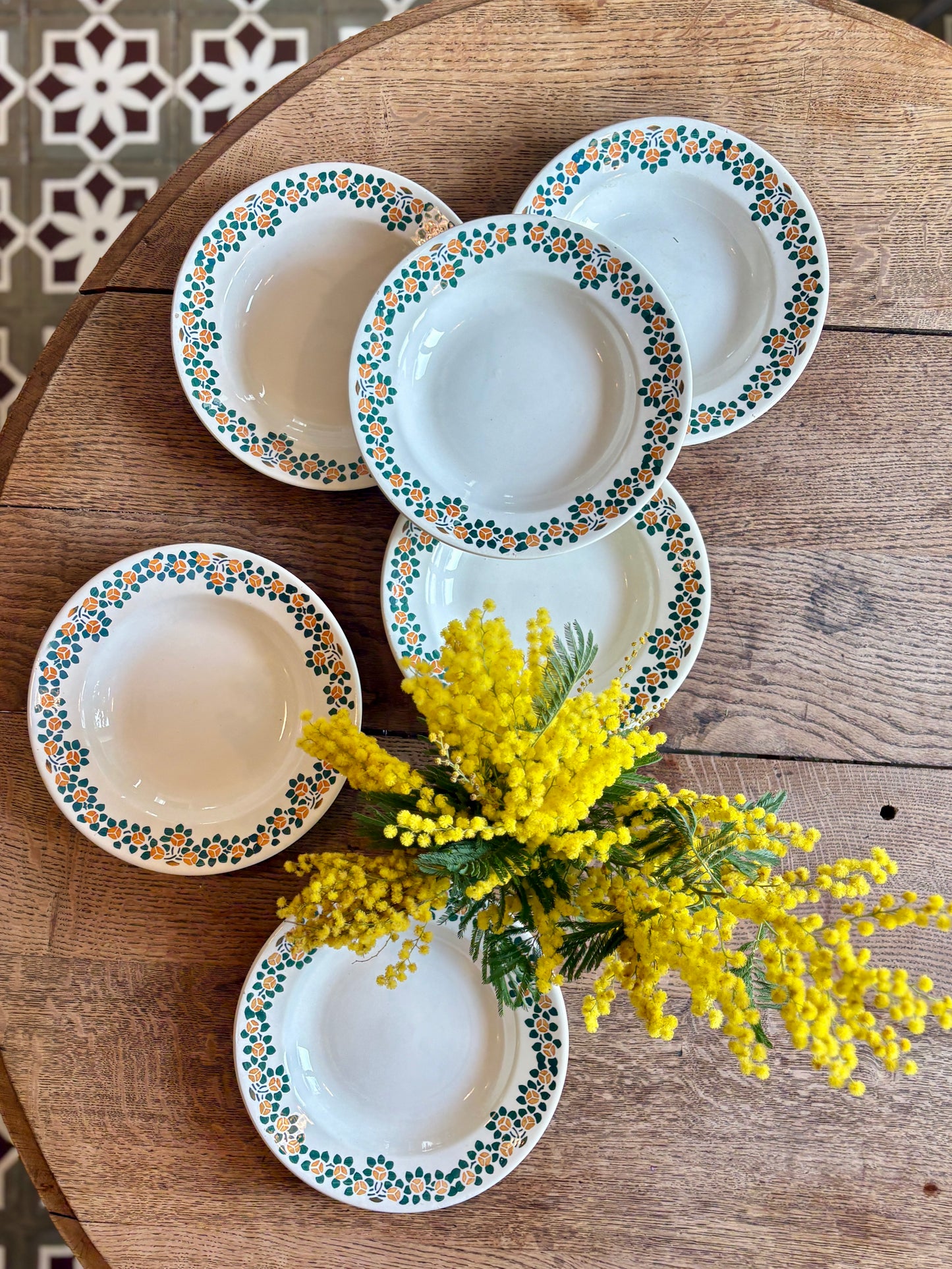 Lot de 6 assiettes creuses anciennes - Rita de faïencerie nouvelle givors