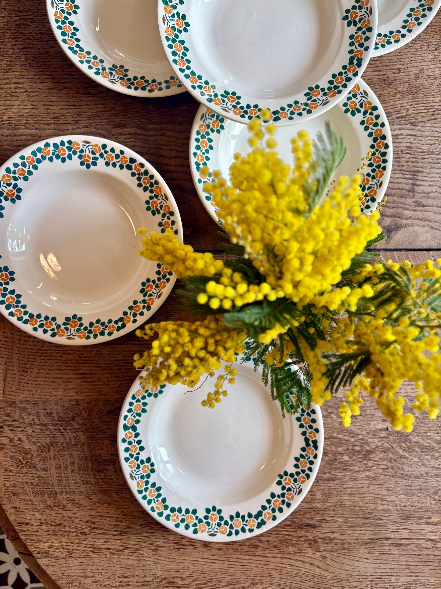 Lot de 6 assiettes creuses anciennes - Rita de faïencerie nouvelle givors