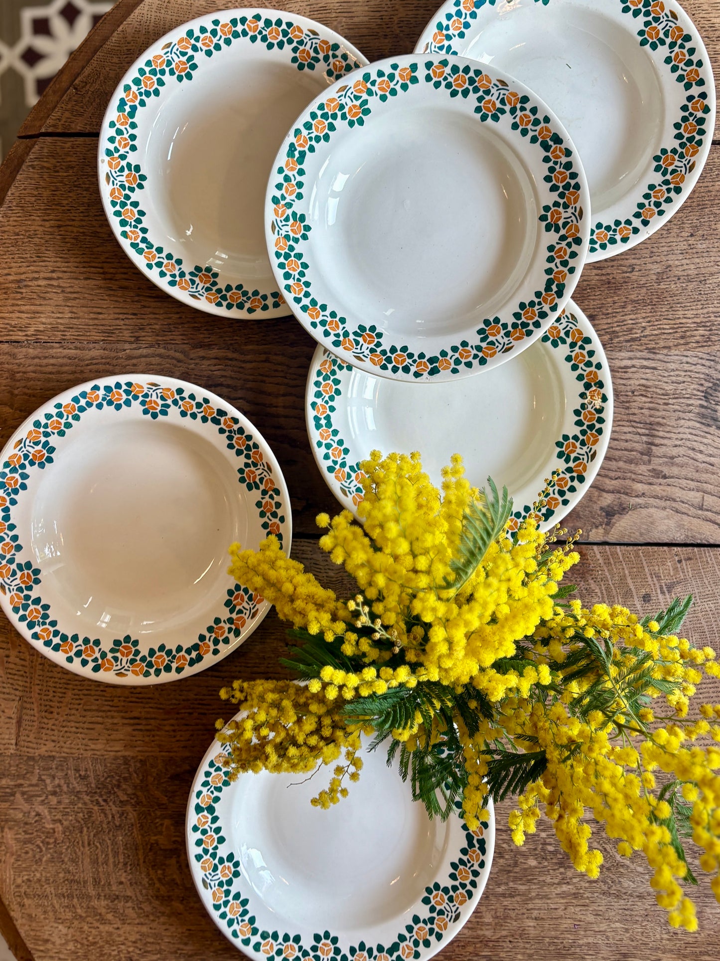 Lot de 6 assiettes creuses anciennes - Rita de faïencerie nouvelle givors