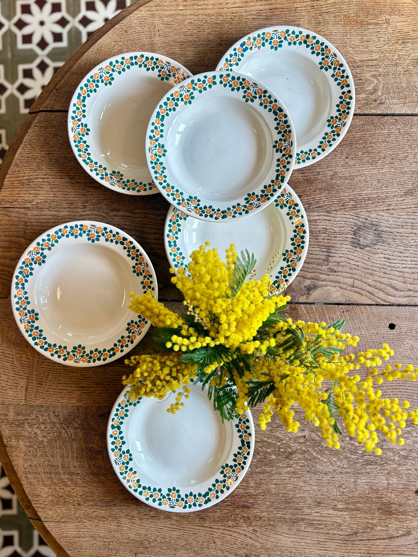 Lot de 6 assiettes creuses anciennes - Rita de faïencerie nouvelle givors