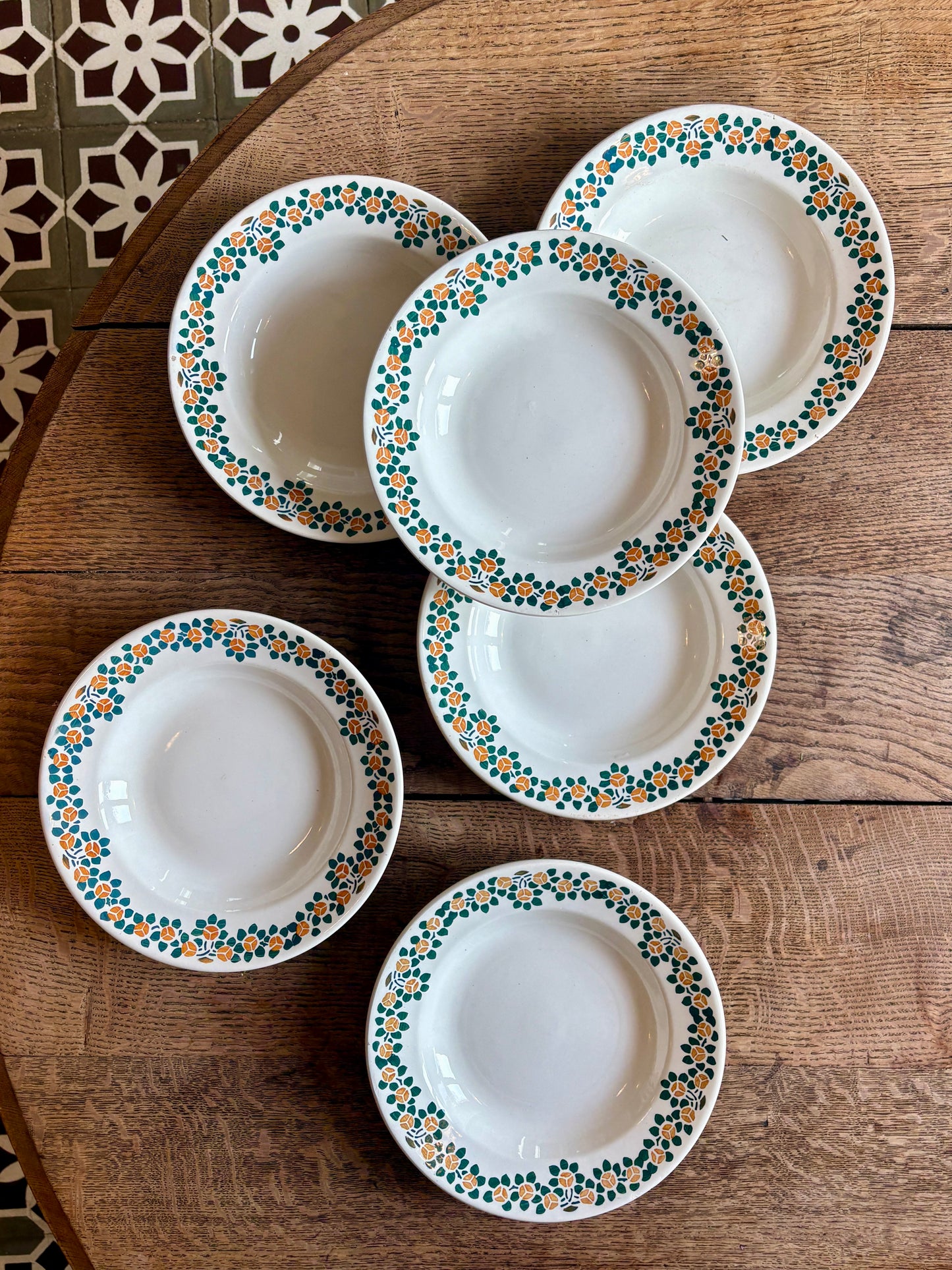 Lot de 6 assiettes creuses anciennes - Rita de faïencerie nouvelle givors