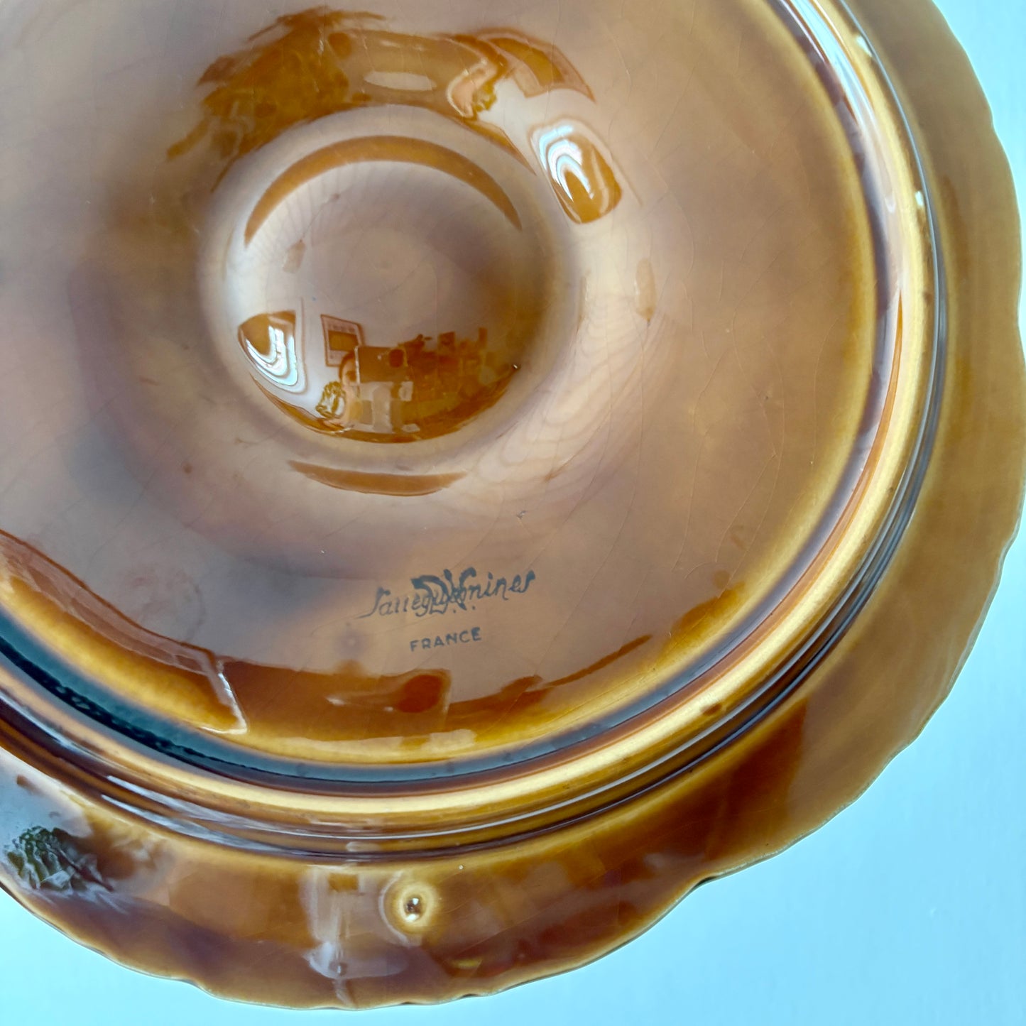 Lot de 6 assiettes à huîtres vintage en céramique - Sarreguemines -