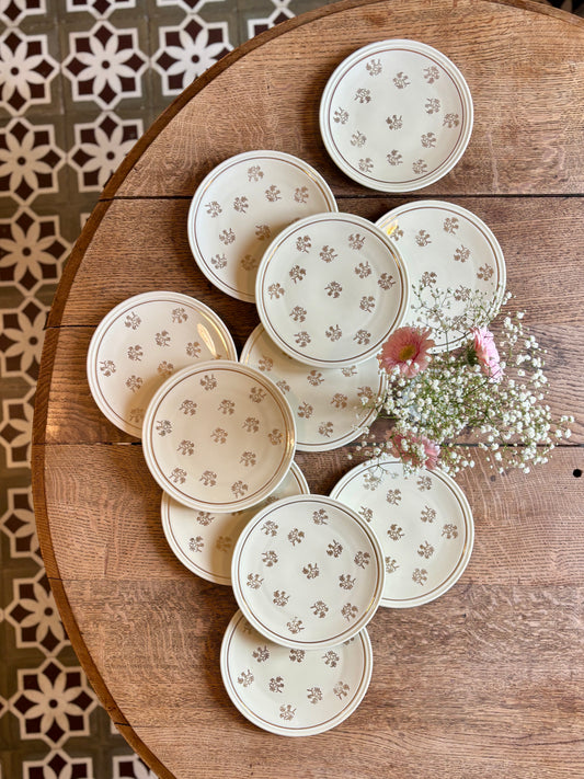 Lot de 11 assiettes à dessert vintage en porcelaine de Limoges