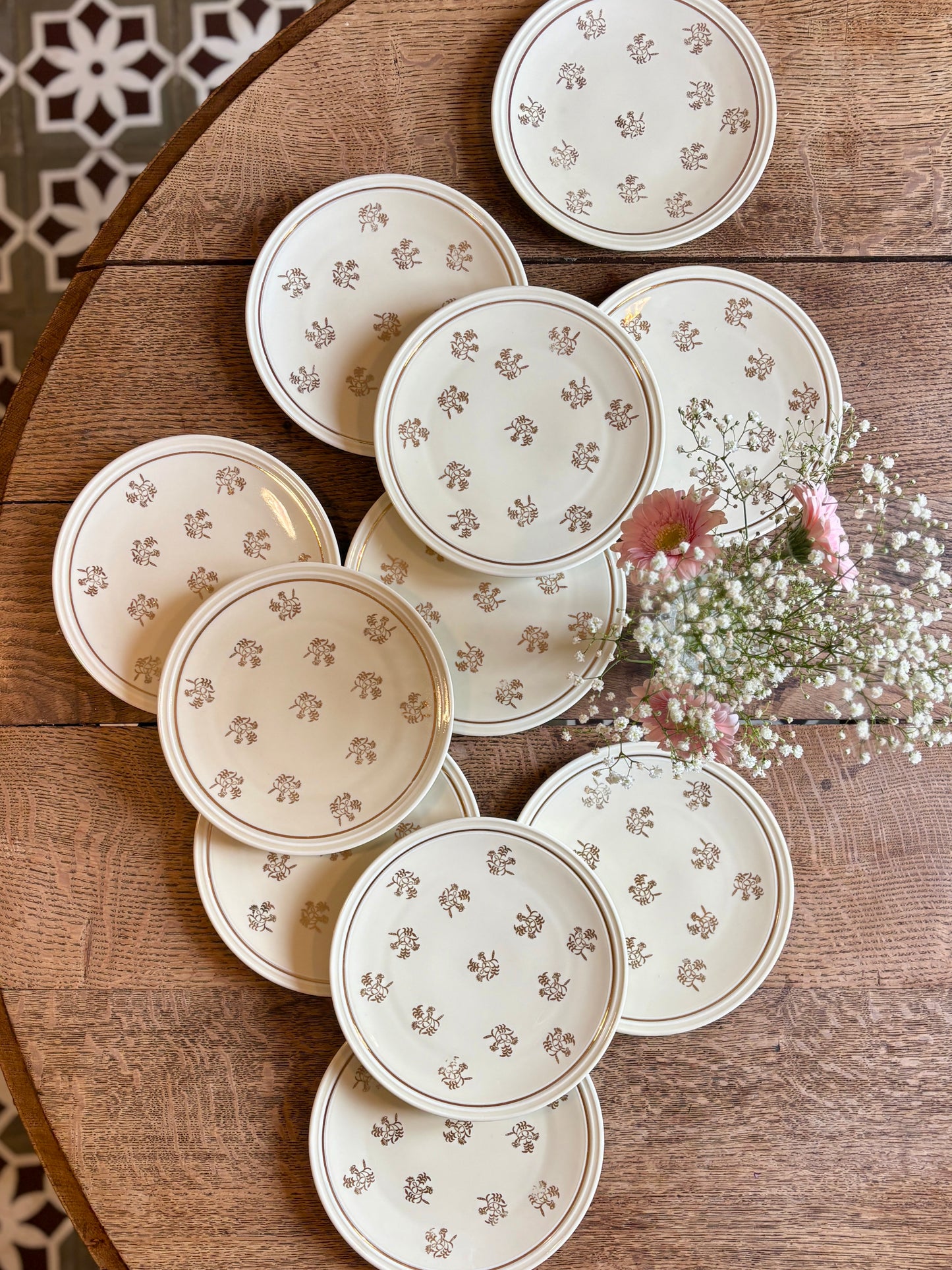 Lot de 11 assiettes à dessert vintage en porcelaine de Limoges