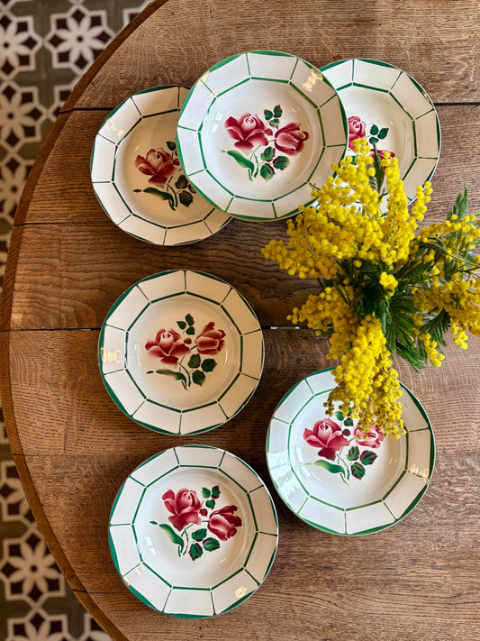 Lot de 6 assiettes creuses Monique de Digoin Sarreguemines