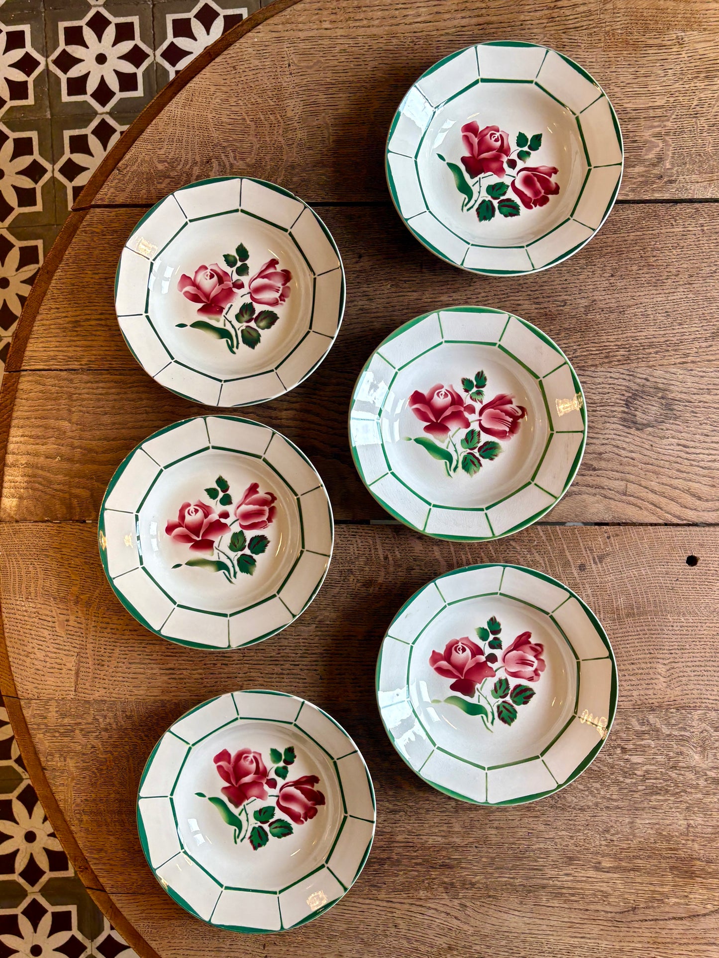 Lot de 6 assiettes creuses Monique de Digoin Sarreguemines