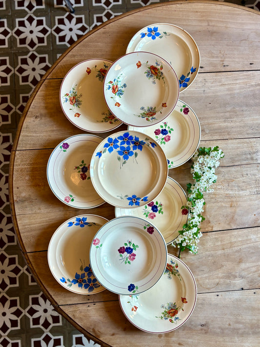 Lot de 10 assiettes creuses vintage dépareillées