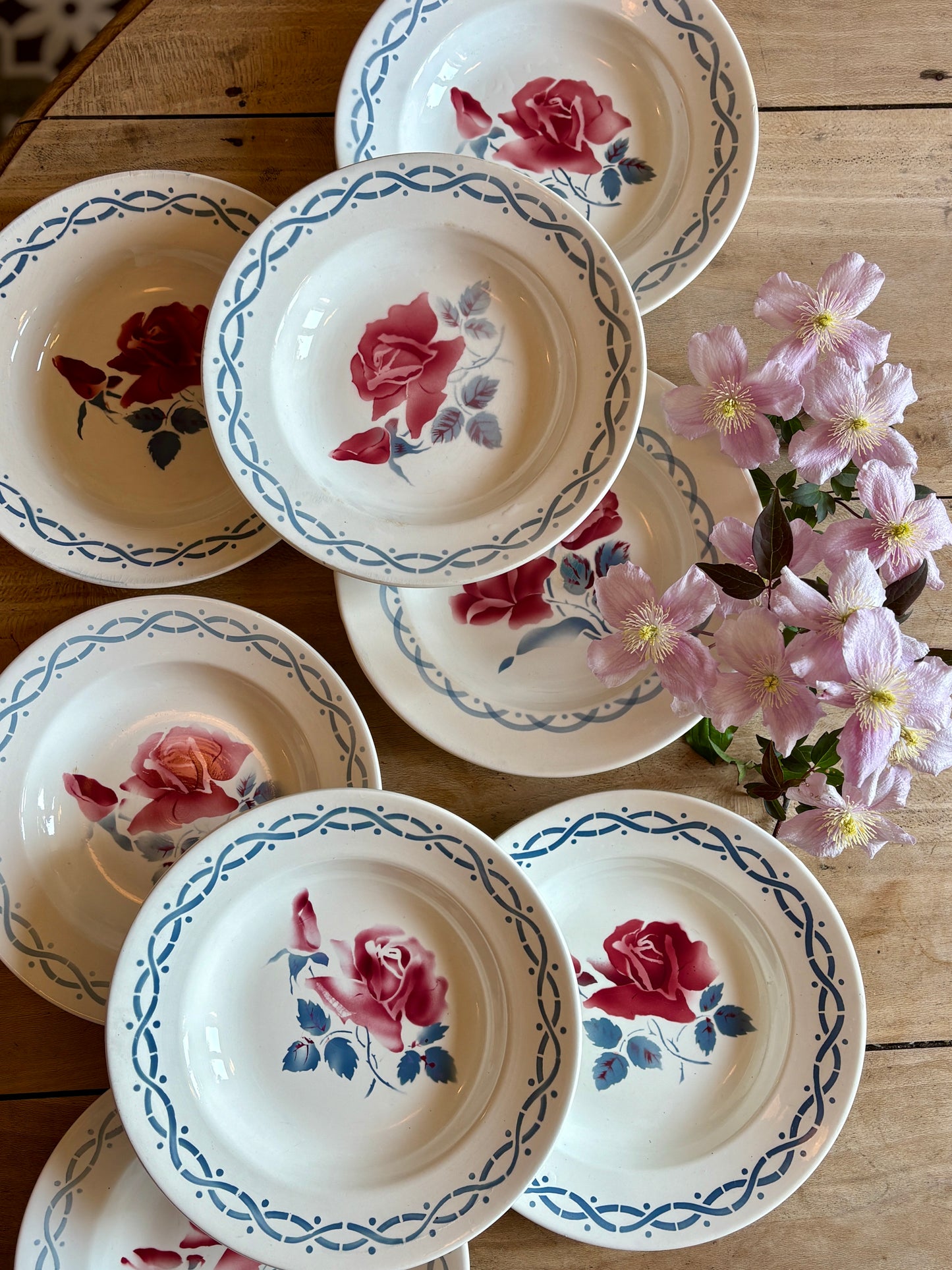 Lot de 8 assiettes creuse vintage - modèle Janine et Cannes de Digoin Sarrreguemines
