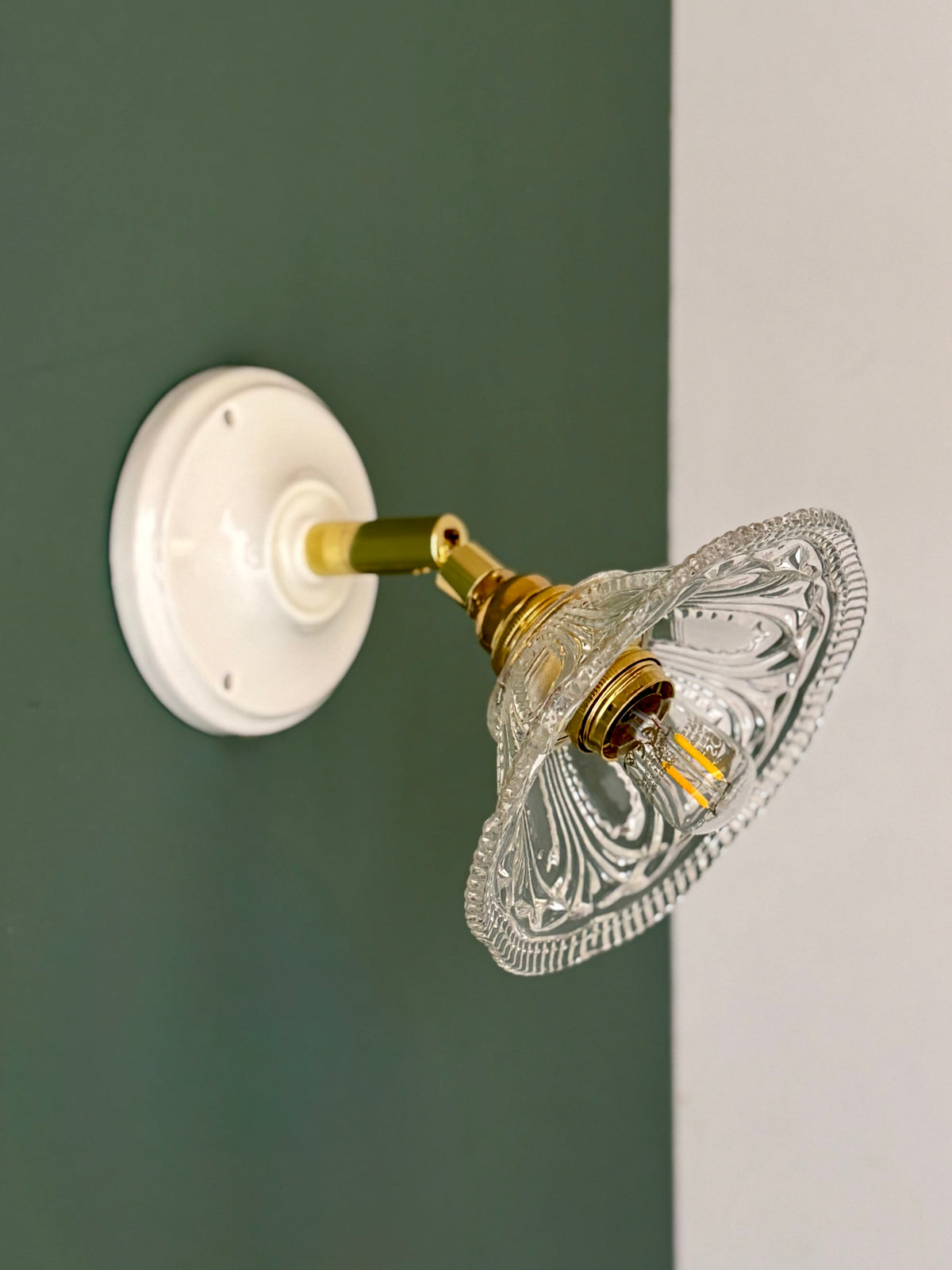 Applique abat-jour vintage en verre ciselé -collection vaisselle CV20