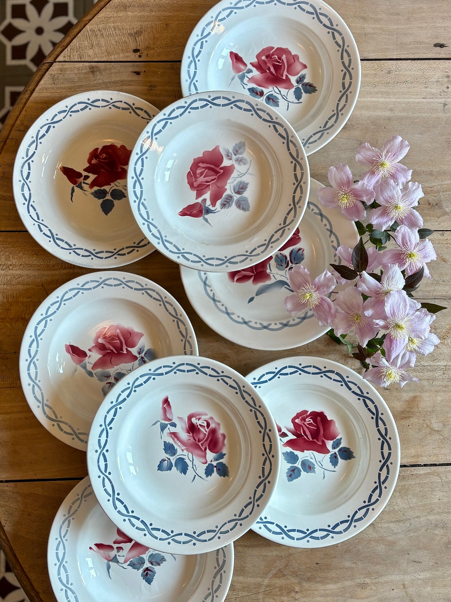 Lot de 8 assiettes creuse vintage - modèle Janine et Cannes de Digoin Sarrreguemines