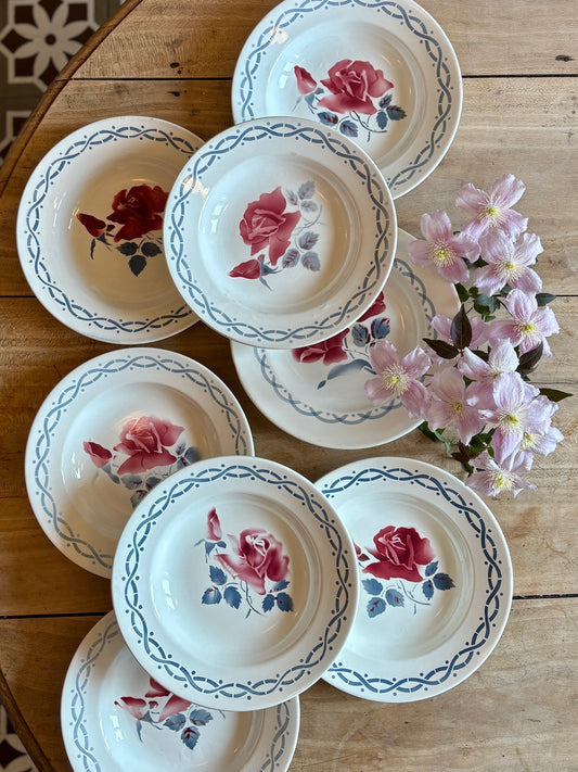 Lot de 8 assiettes creuse vintage - modèle Janine et Cannes de Digoin Sarrreguemines