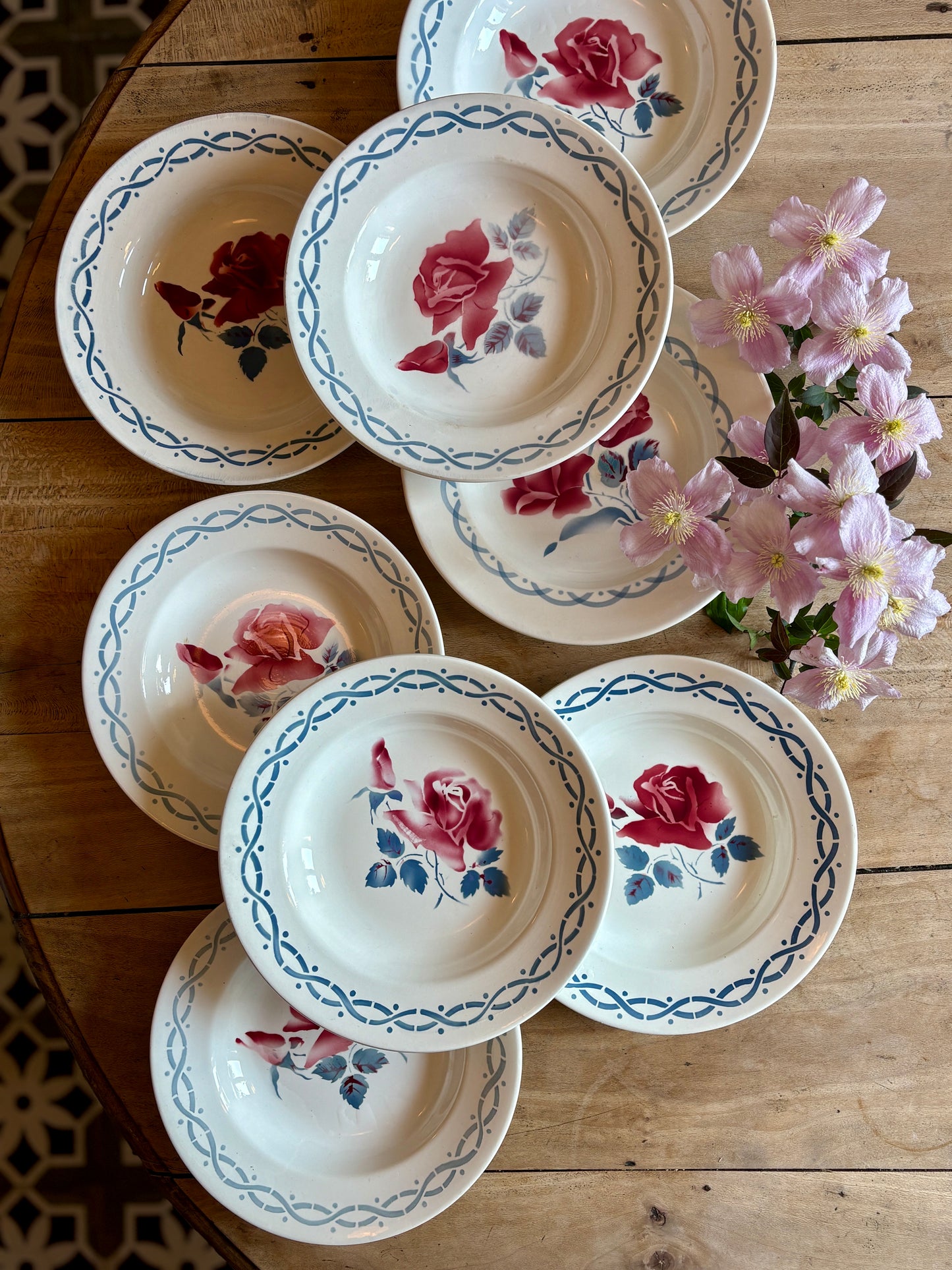 Lot de 8 assiettes creuse vintage - modèle Janine et Cannes de Digoin Sarrreguemines