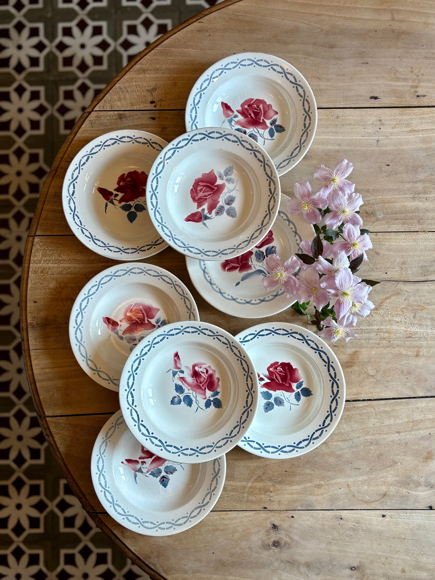Lot de 8 assiettes creuse vintage - modèle Janine et Cannes de Digoin Sarrreguemines