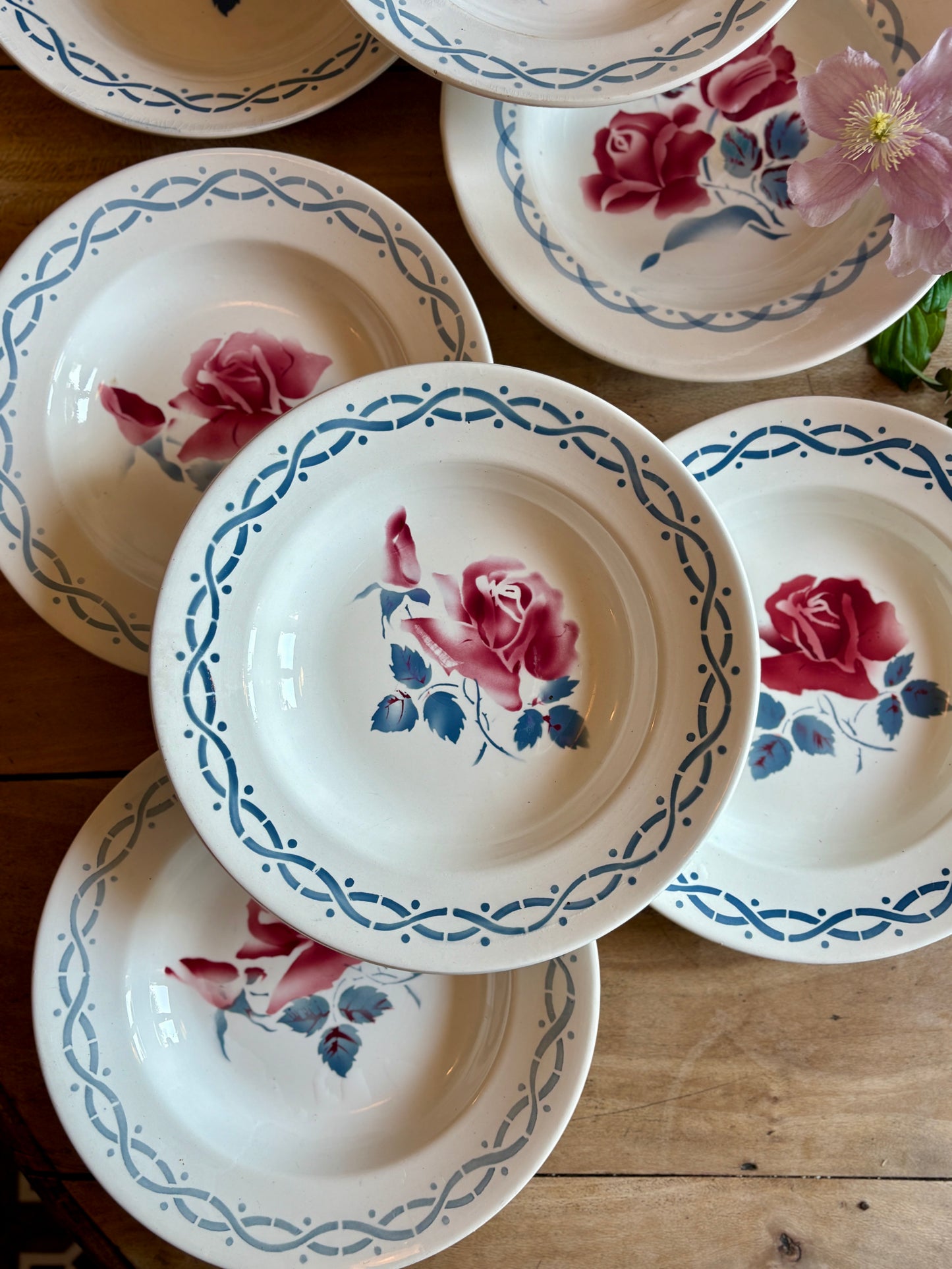 Lot de 8 assiettes creuse vintage - modèle Janine et Cannes de Digoin Sarrreguemines