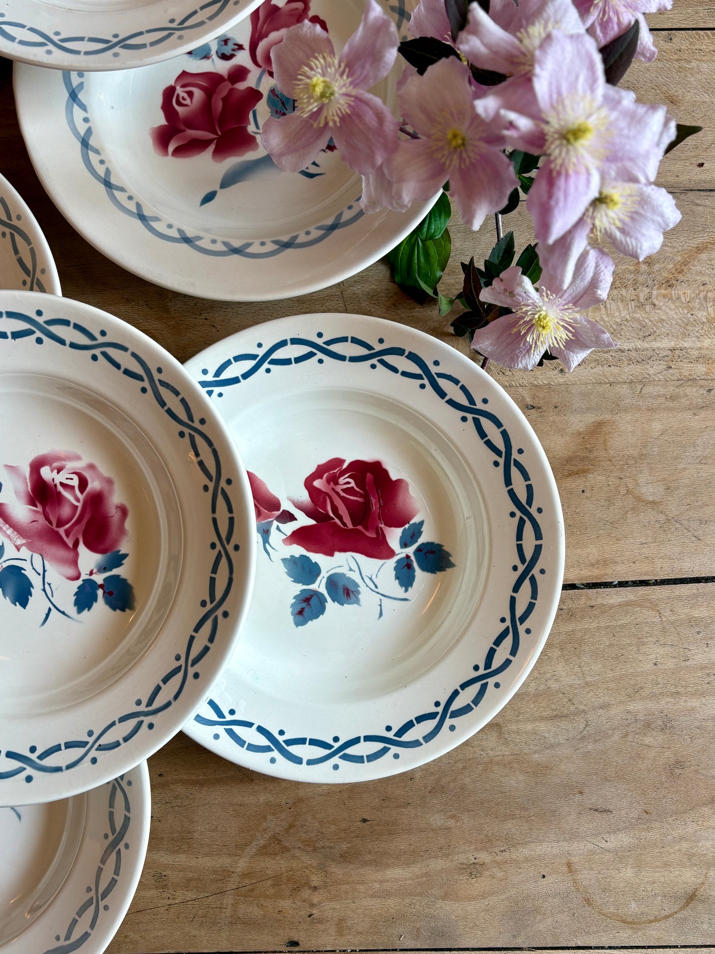 Lot de 8 assiettes creuse vintage - modèle Janine et Cannes de Digoin Sarrreguemines