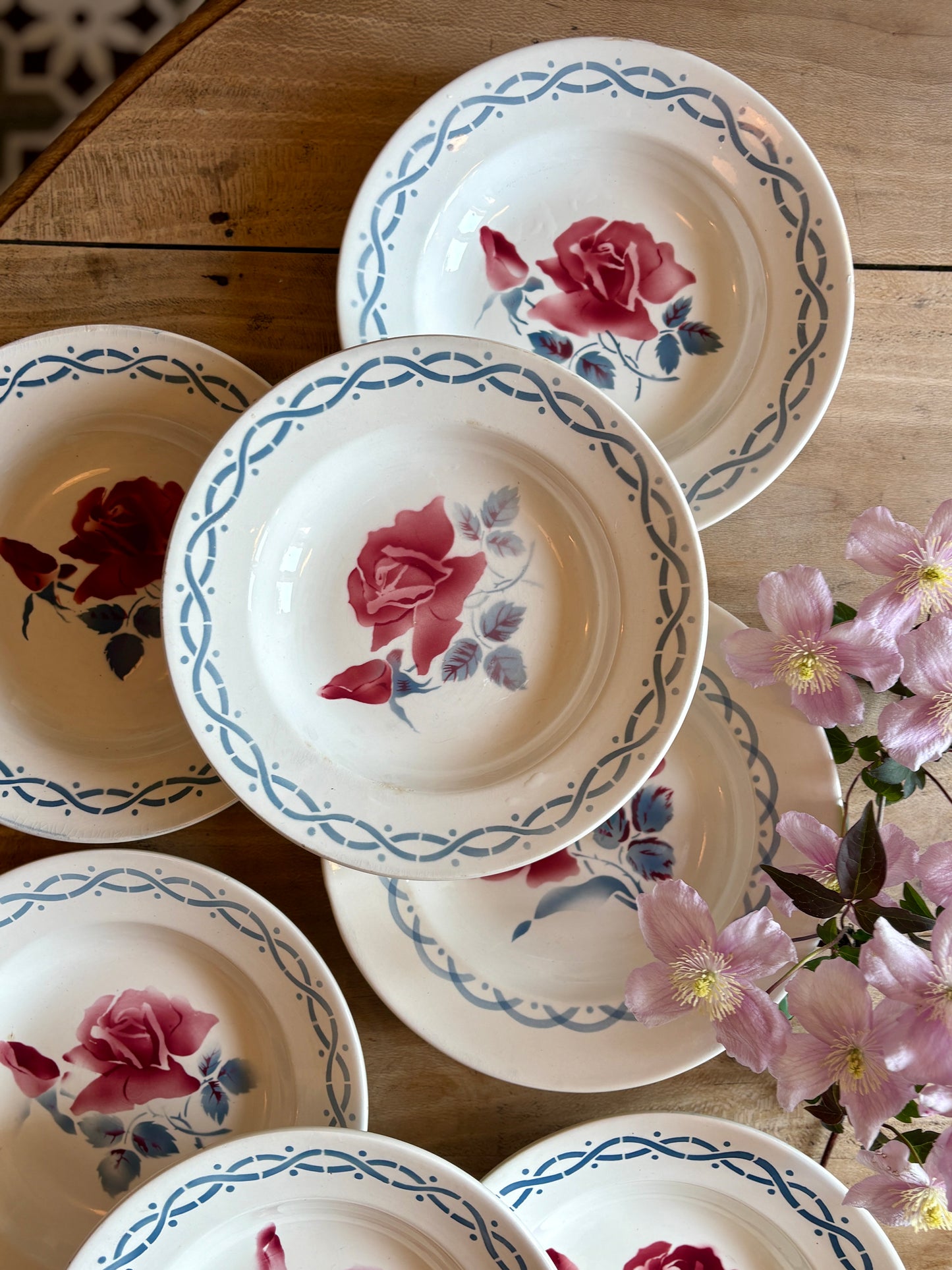 Lot de 8 assiettes creuse vintage - modèle Janine et Cannes de Digoin Sarrreguemines