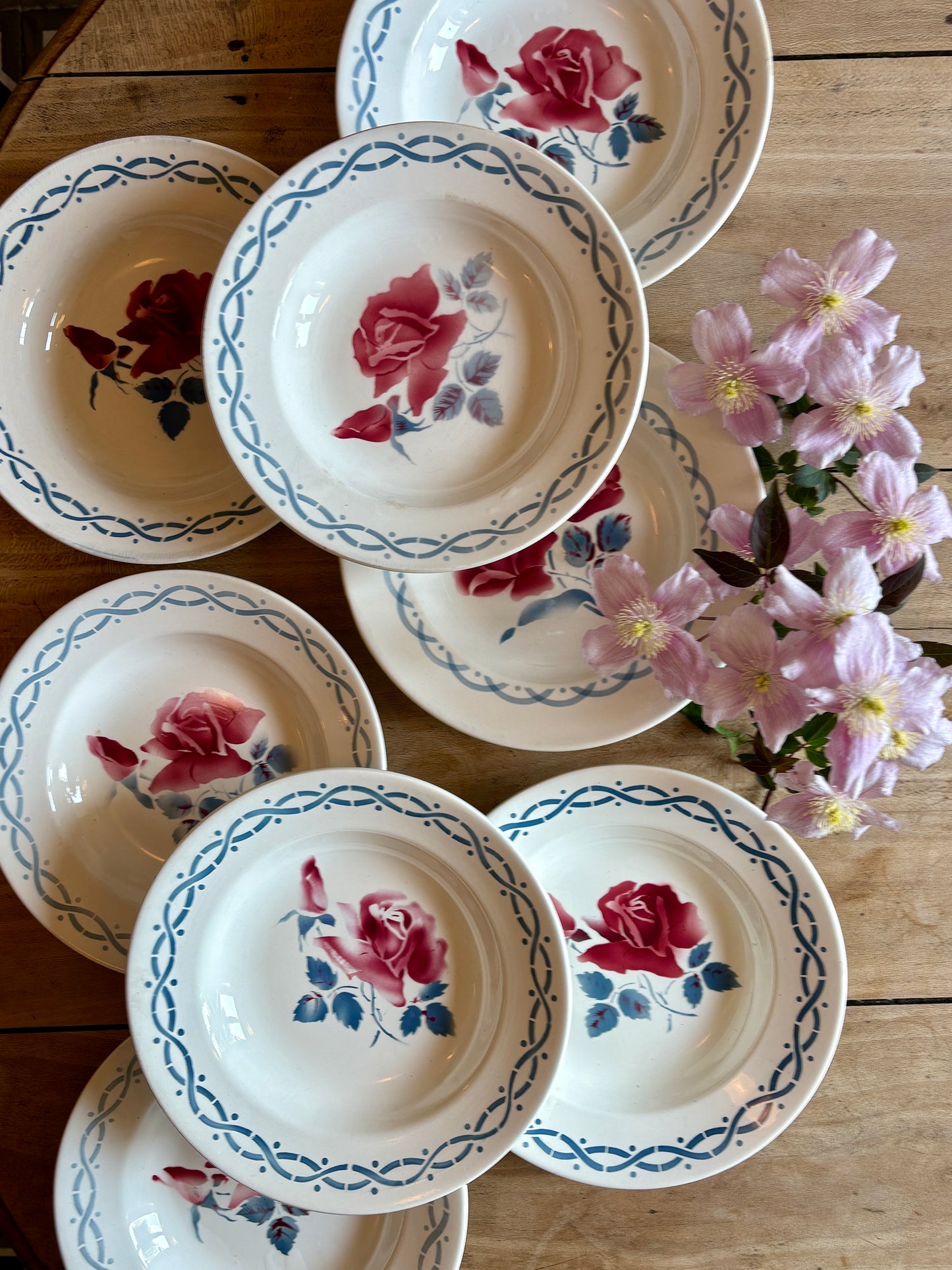 Lot de 8 assiettes creuse vintage - modèle Janine et Cannes de Digoin Sarrreguemines