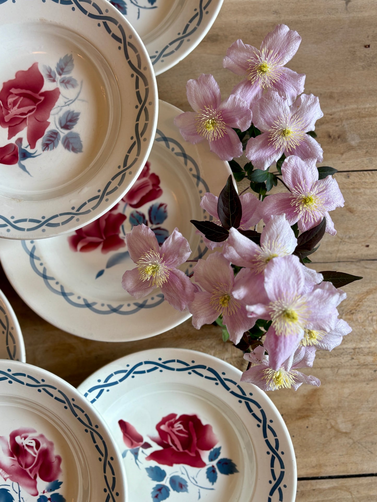 Lot de 8 assiettes creuse vintage - modèle Janine et Cannes de Digoin Sarrreguemines
