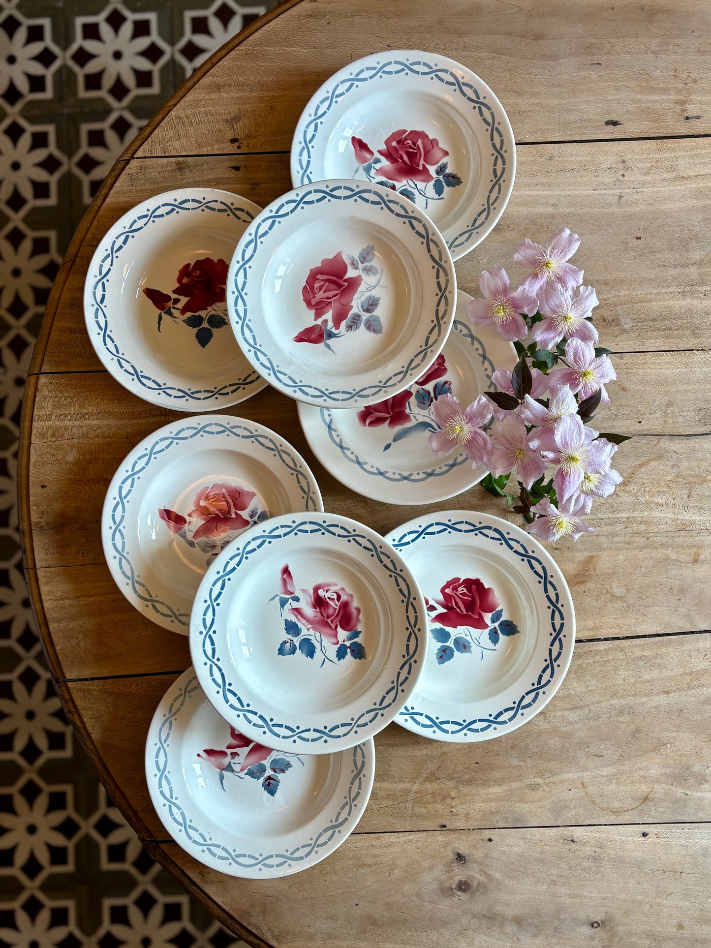 Lot de 8 assiettes creuse vintage - modèle Janine et Cannes de Digoin Sarrreguemines