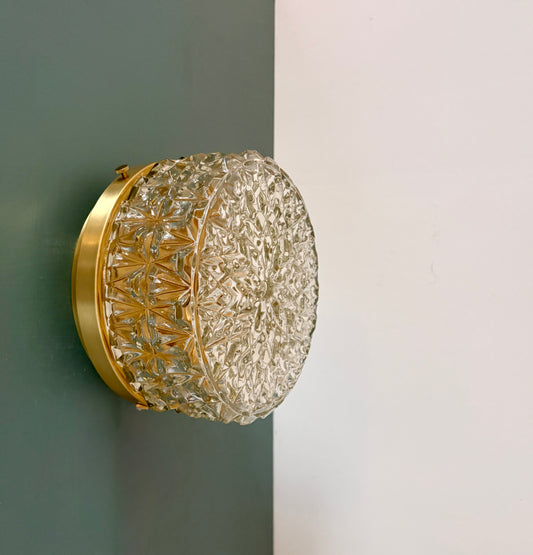 Applique ou plafonnier globe vintage en verre moulé (PT1)