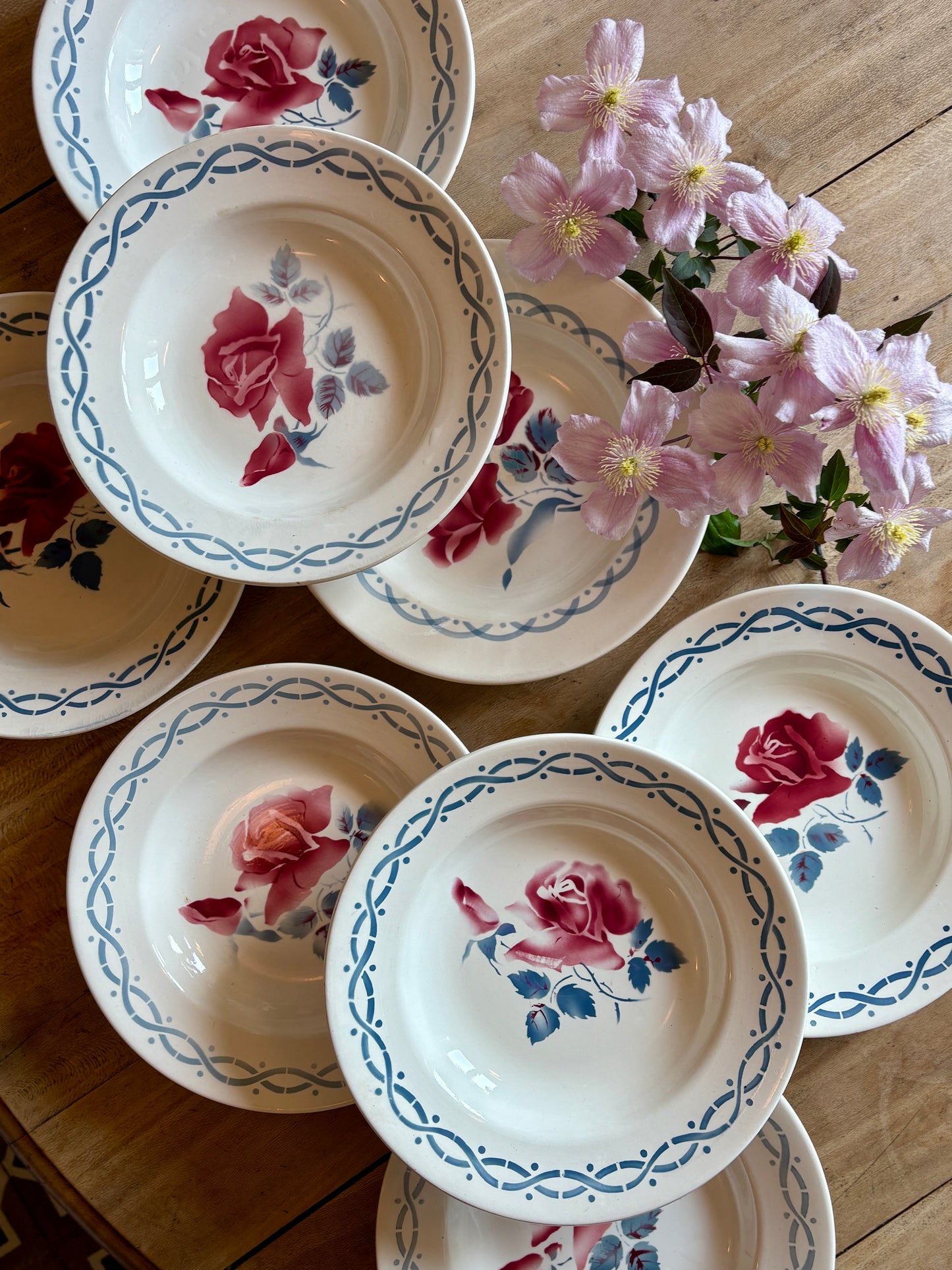 Lot de 8 assiettes creuse vintage - modèle Janine et Cannes de Digoin Sarrreguemines