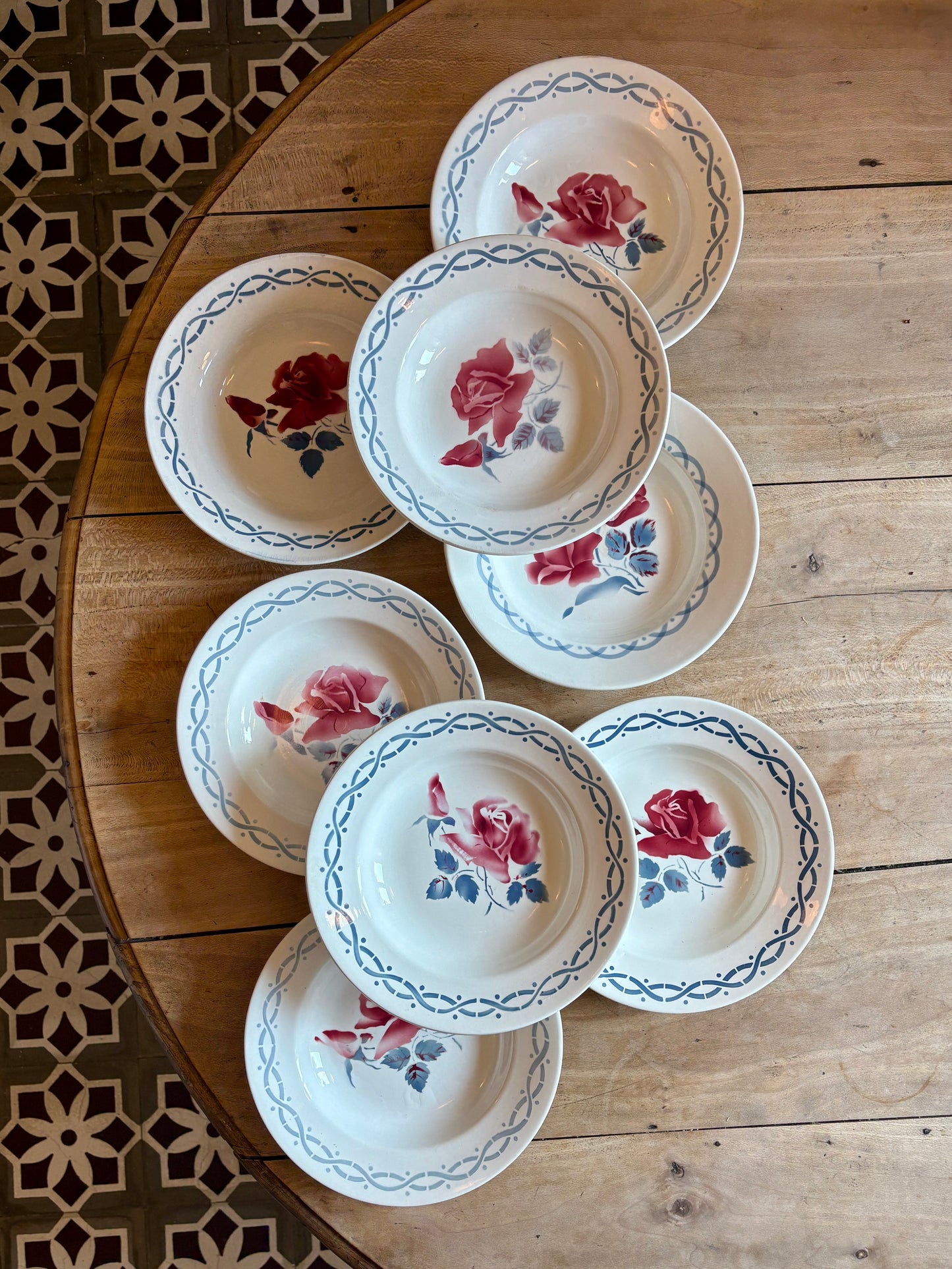 Lot de 8 assiettes creuse vintage - modèle Janine et Cannes de Digoin Sarrreguemines
