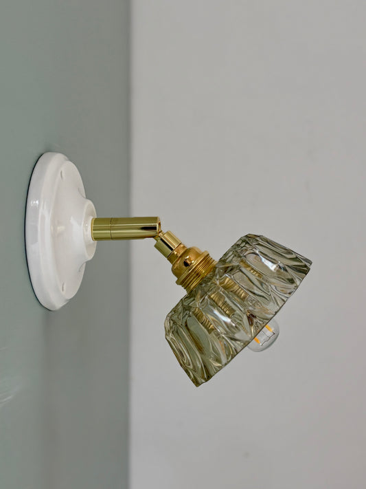 Applique abat-jour vintage en verre fumé -collection vaisselle
