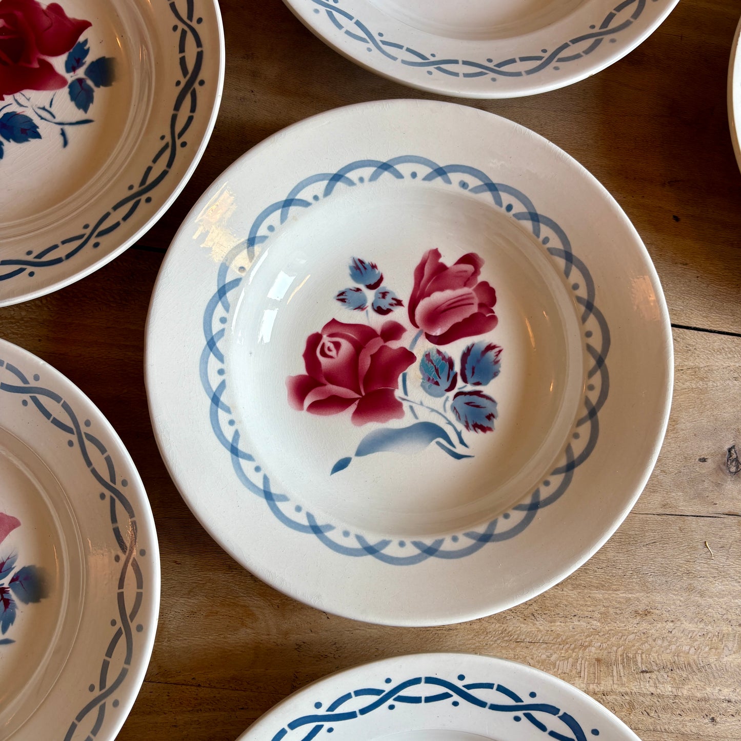 Lot de 8 assiettes creuse vintage - modèle Janine et Cannes de Digoin Sarrreguemines