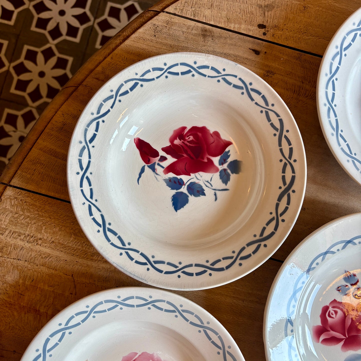 Lot de 8 assiettes creuse vintage - modèle Janine et Cannes de Digoin Sarrreguemines