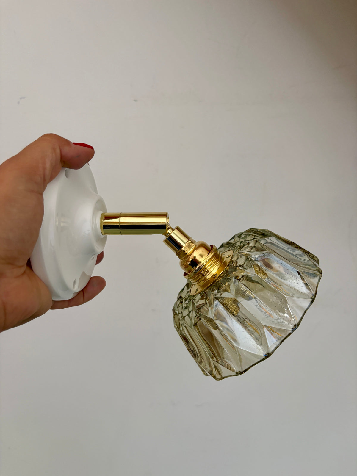 Applique abat-jour vintage en verre fumé -collection vaisselle