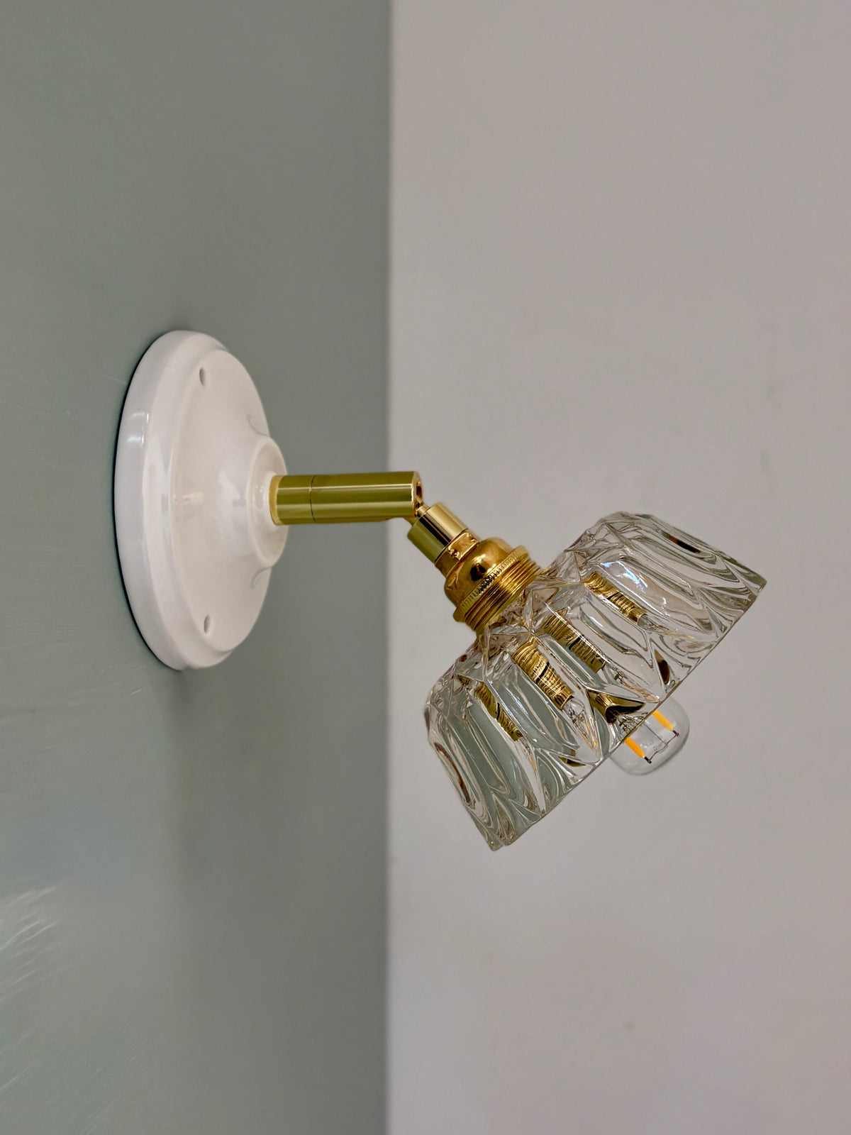 Applique abat-jour vintage en verre transparent -collection vaisselle